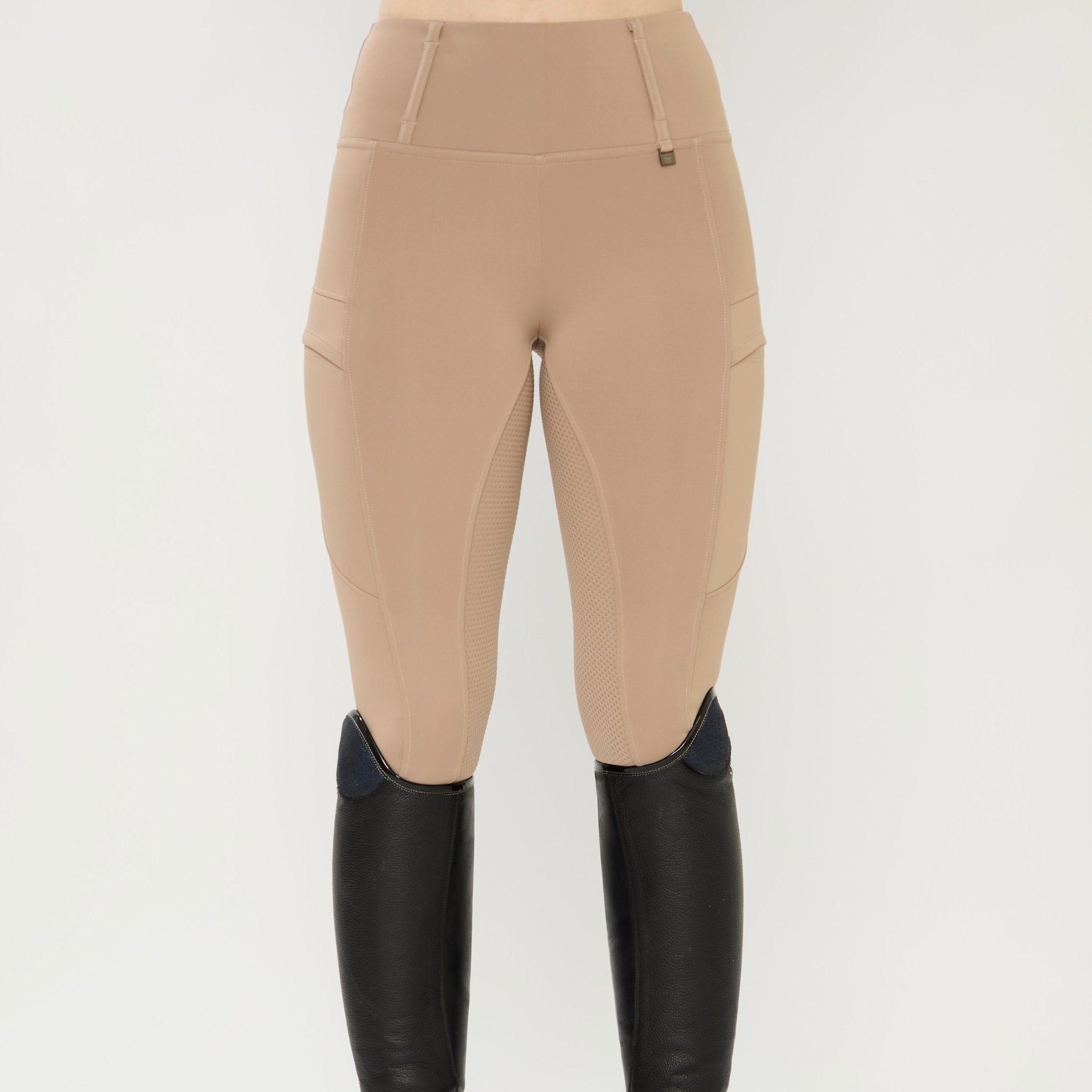 HORZEHOODS® Oatmeal Luxe Quick Dry ContraFlex Leggings - With Pocket - Horzehoods5056725016692