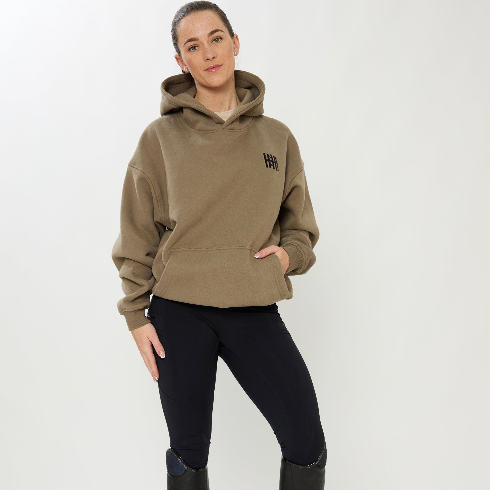 HORZEHOODS® Olive Basicz Oversized 'Horses make me Happy' Hoodie - Horzehoods5056725021528