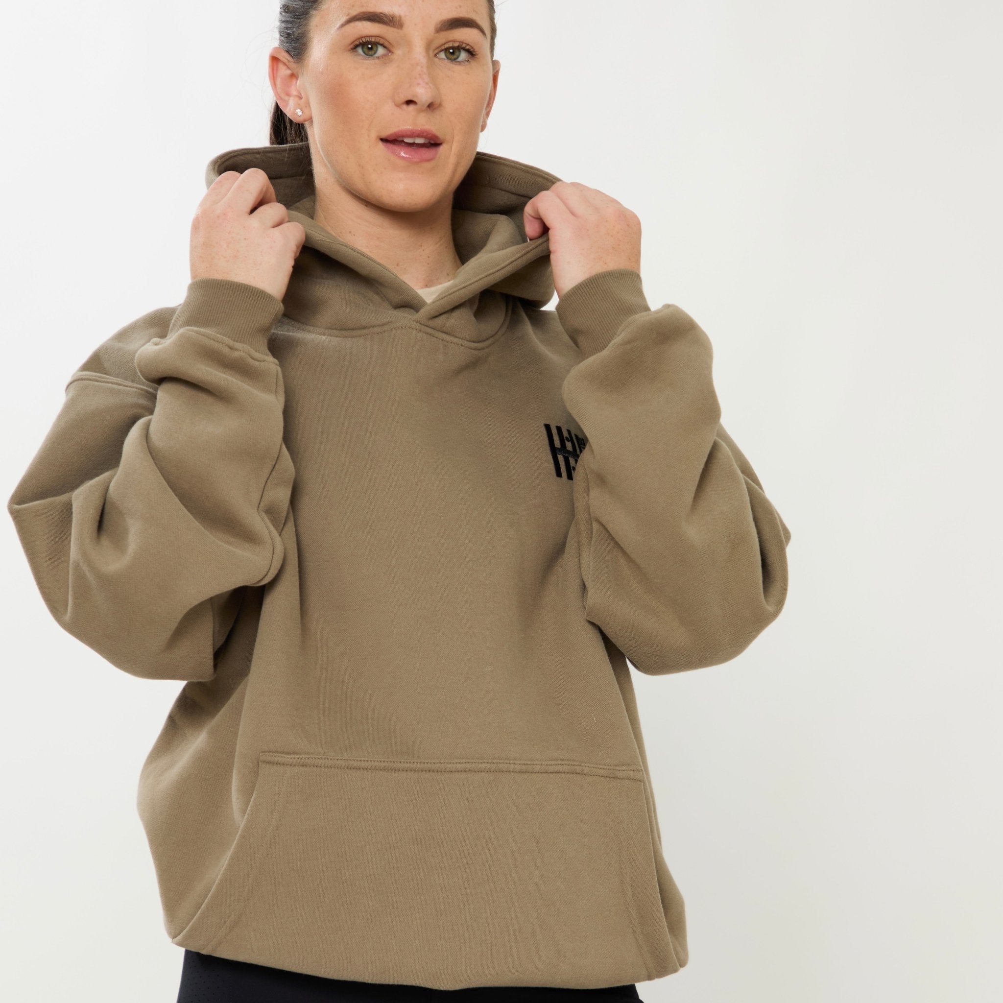 HORZEHOODS® Olive Basicz Oversized 'Horses make me Happy' Hoodie - Horzehoods5056725021528