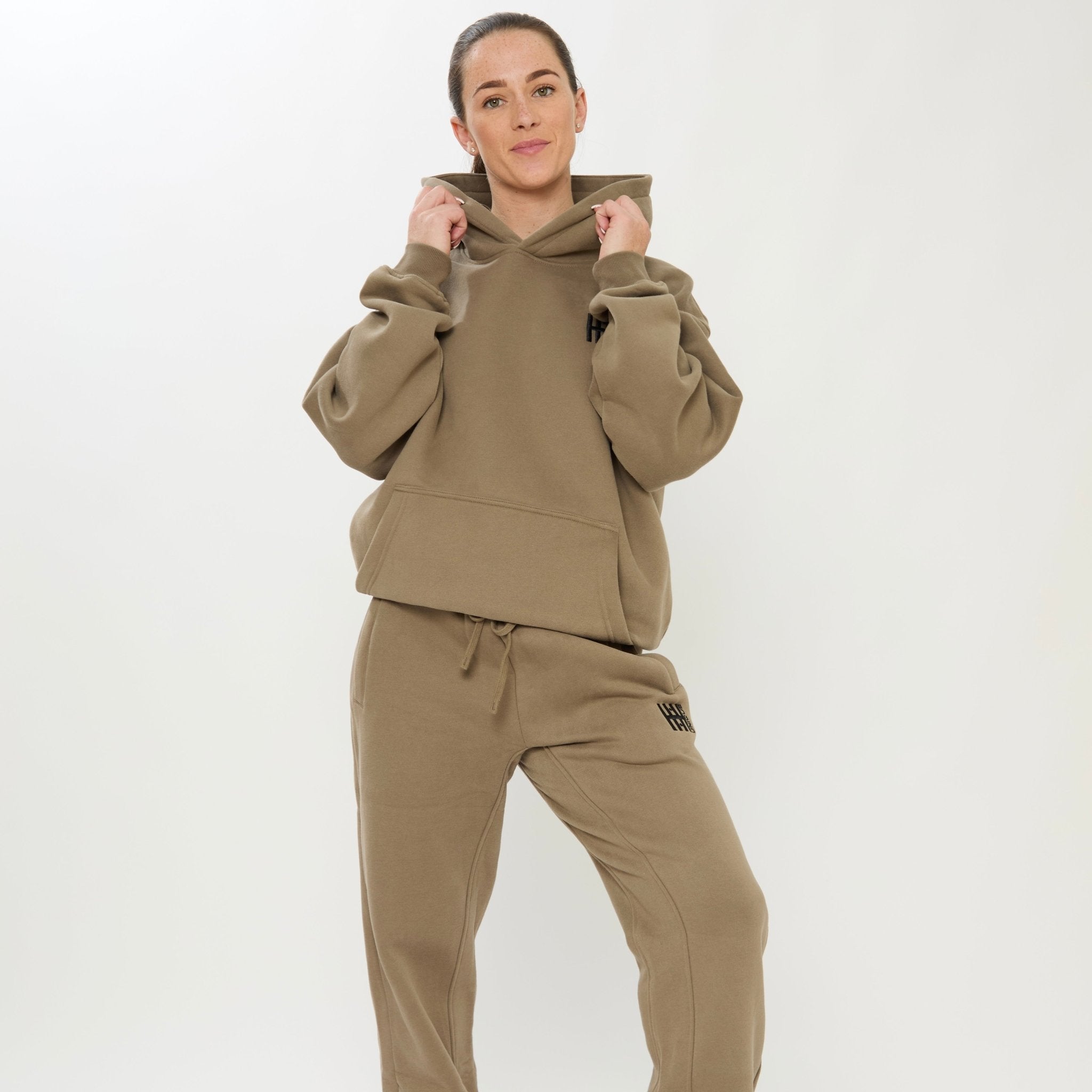 HORZEHOODS® Olive Basicz Oversized 'Horses make me Happy' Hoodie - Horzehoods5056725021528