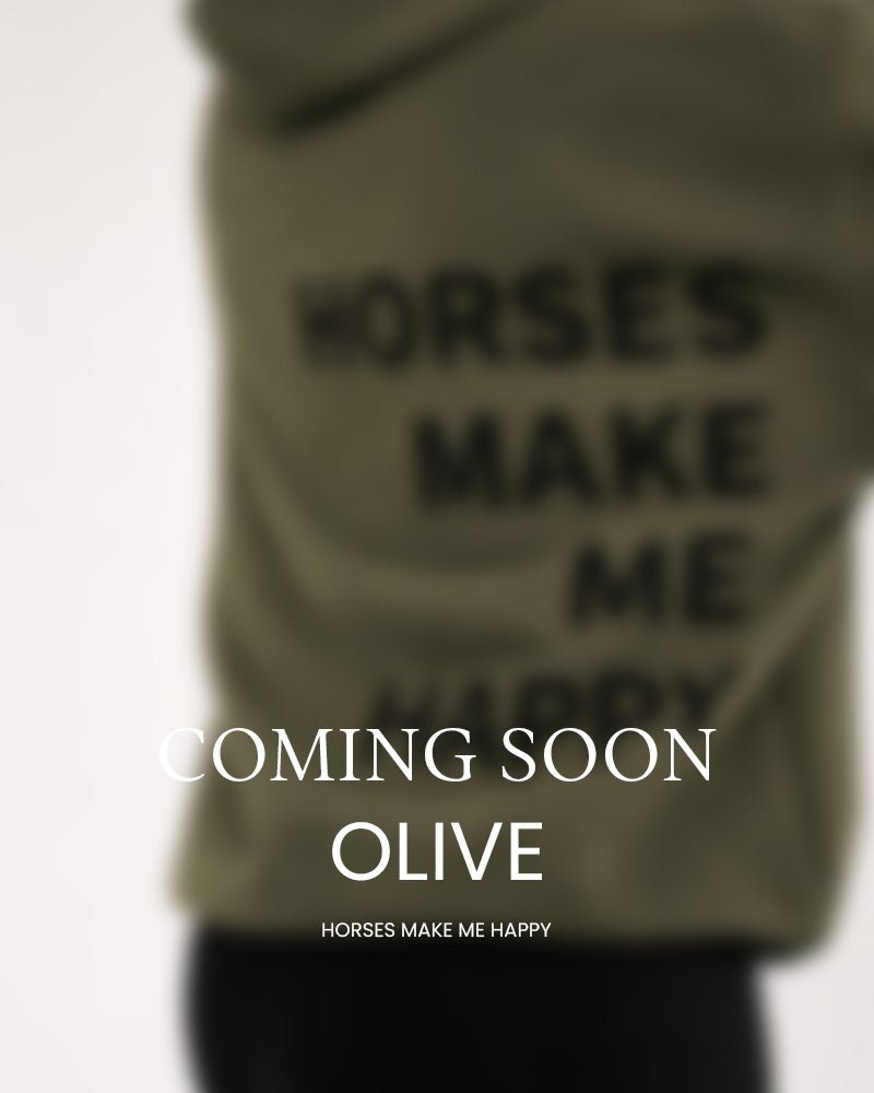 HORZEHOODS® Olive Basicz Oversized 'Horses make me Happy' Hoodie - Horzehoods5056725025915