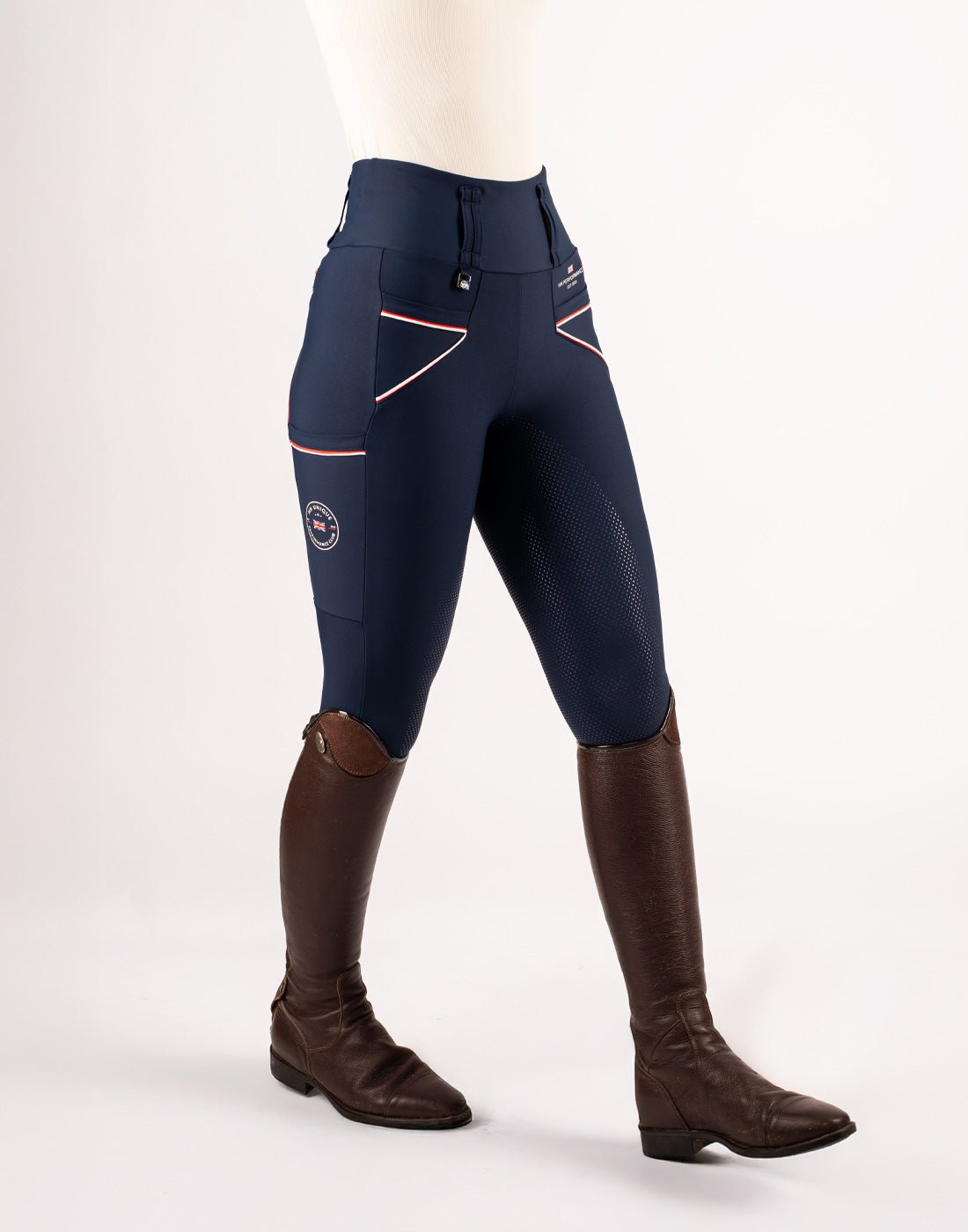 HORZEHOODS® Performance Club Navy High Waist Breggings - Horzehoods5056725027322