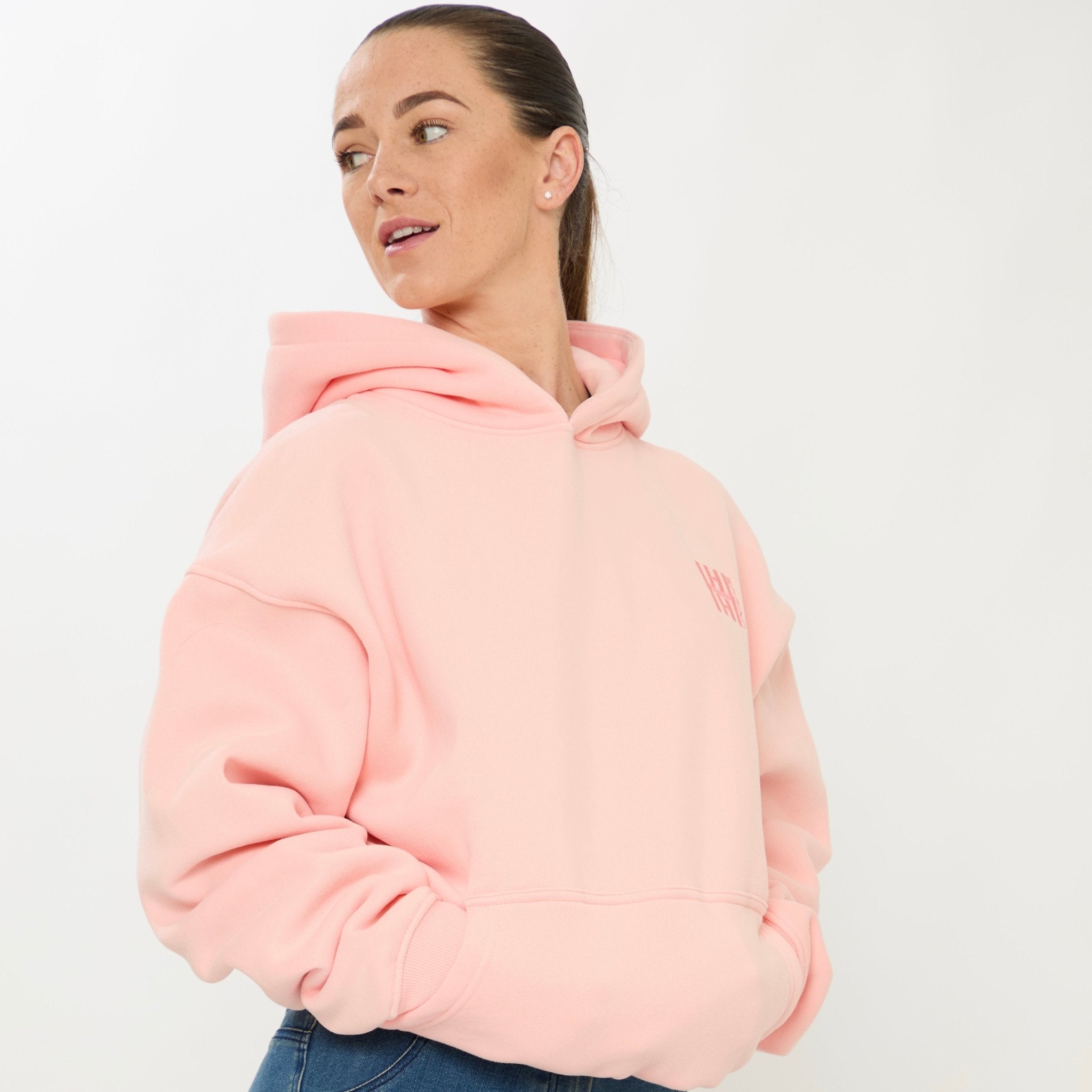 HORZEHOODS® Pink Basicz Oversized 'Horses make me Happy' Hoodie - Horzehoods5056725021573