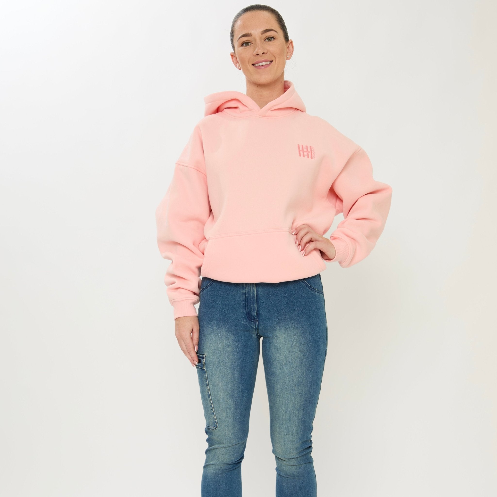 HORZEHOODS® Pink Basicz Oversized 'Horses make me Happy' Hoodie - Horzehoods5056725021573