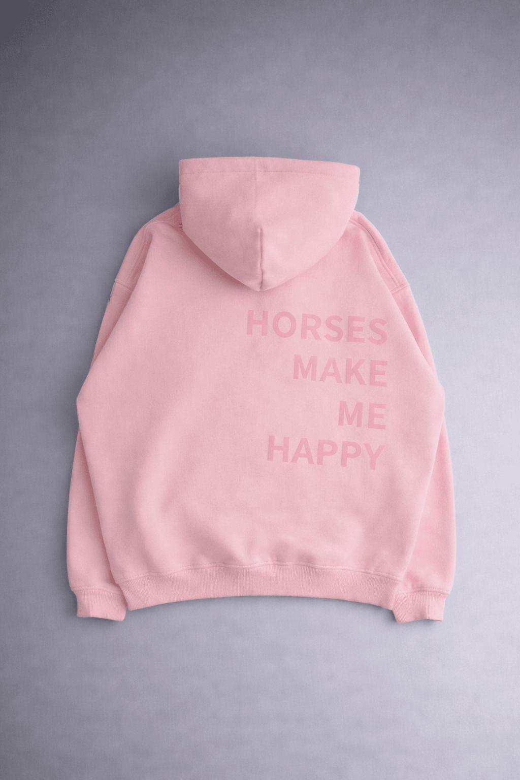 HORZEHOODS® Pink Basicz Oversized 'Horses make me Happy' Hoodie - Horzehoods5056725026554