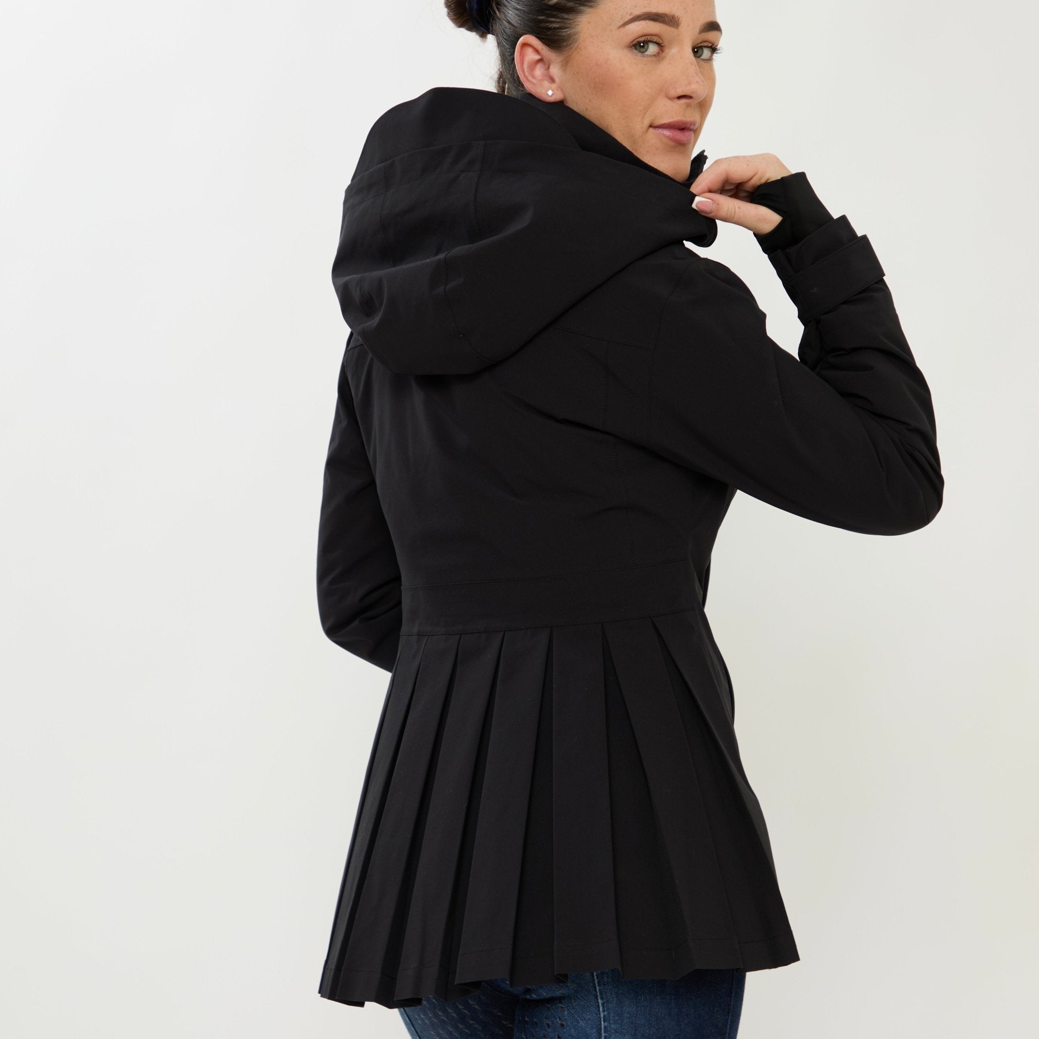 HORZEHOODS® ProPleat Black Waterproof Coat - Horzehoods