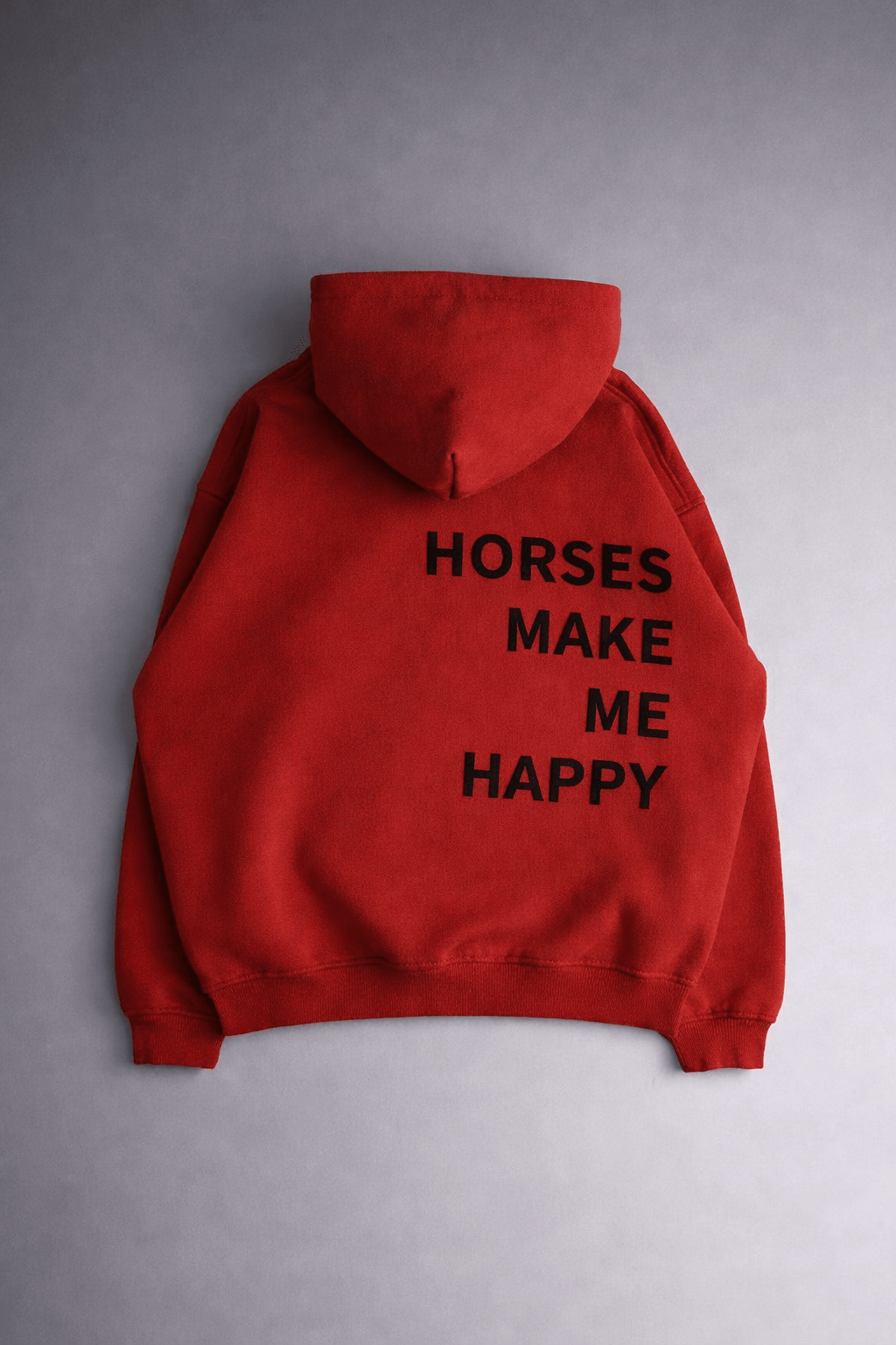 HORZEHOODS® Red Basicz Oversized 'Horses make me Happy' Hoodie - Horzehoods5056725026639