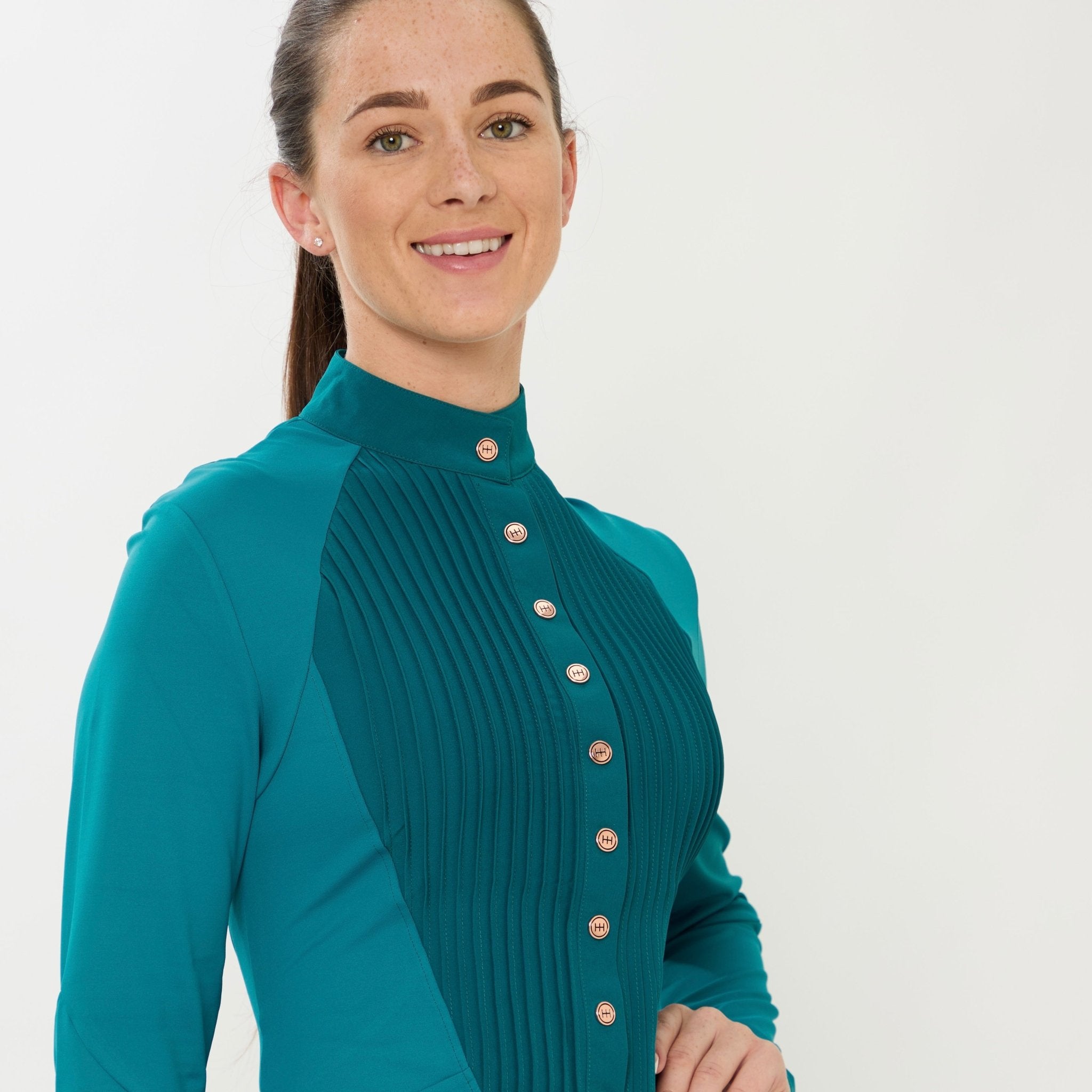 HORZEHOODS® Tabatha Teal & Rose Gold Long Sleeve Training Shirt - Horzehoods5056725020132