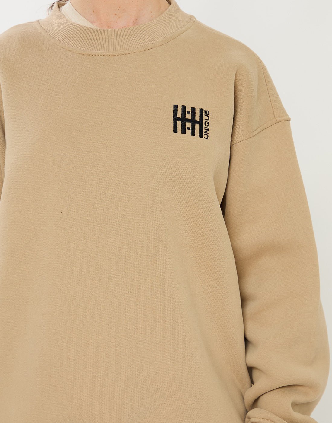 HORZEHOODS® Taupe Basicz Oversized Cotton Crew - Horzehoods5056725021122