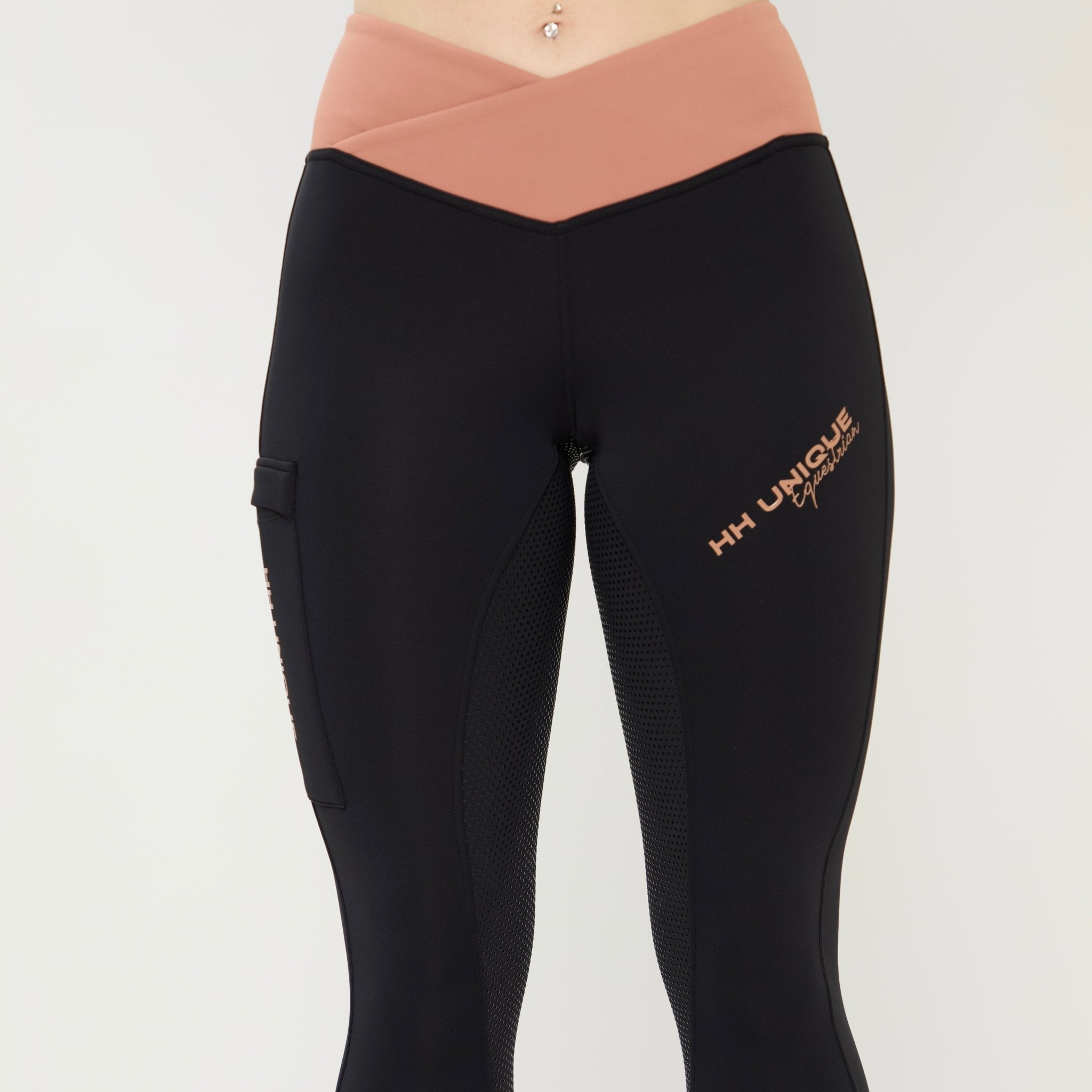 HORZEHOODS® V - Twist Black & Rose Comfort Waist Leggings (Pre - Order 6/10) - Horzehoods5056725023768