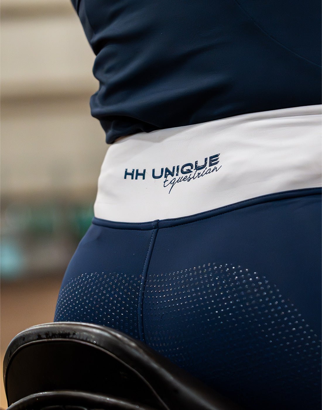 HORZEHOODS® V - Twist Navy & Silver Comfort Waist Leggings - Horzehoods5056725024024