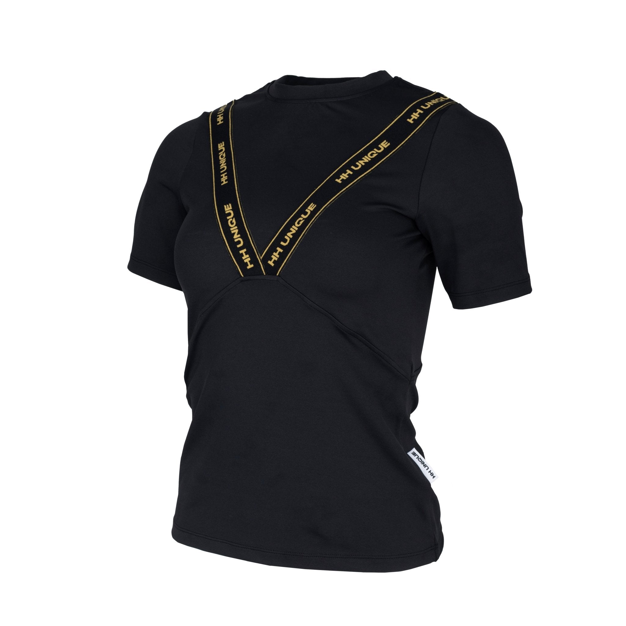 HORZEHOODS® VeeTee Black & Gold Short Sleeve Comfort Stretch Top (Pre - Order 6/10) - Horzehoods5056725024666