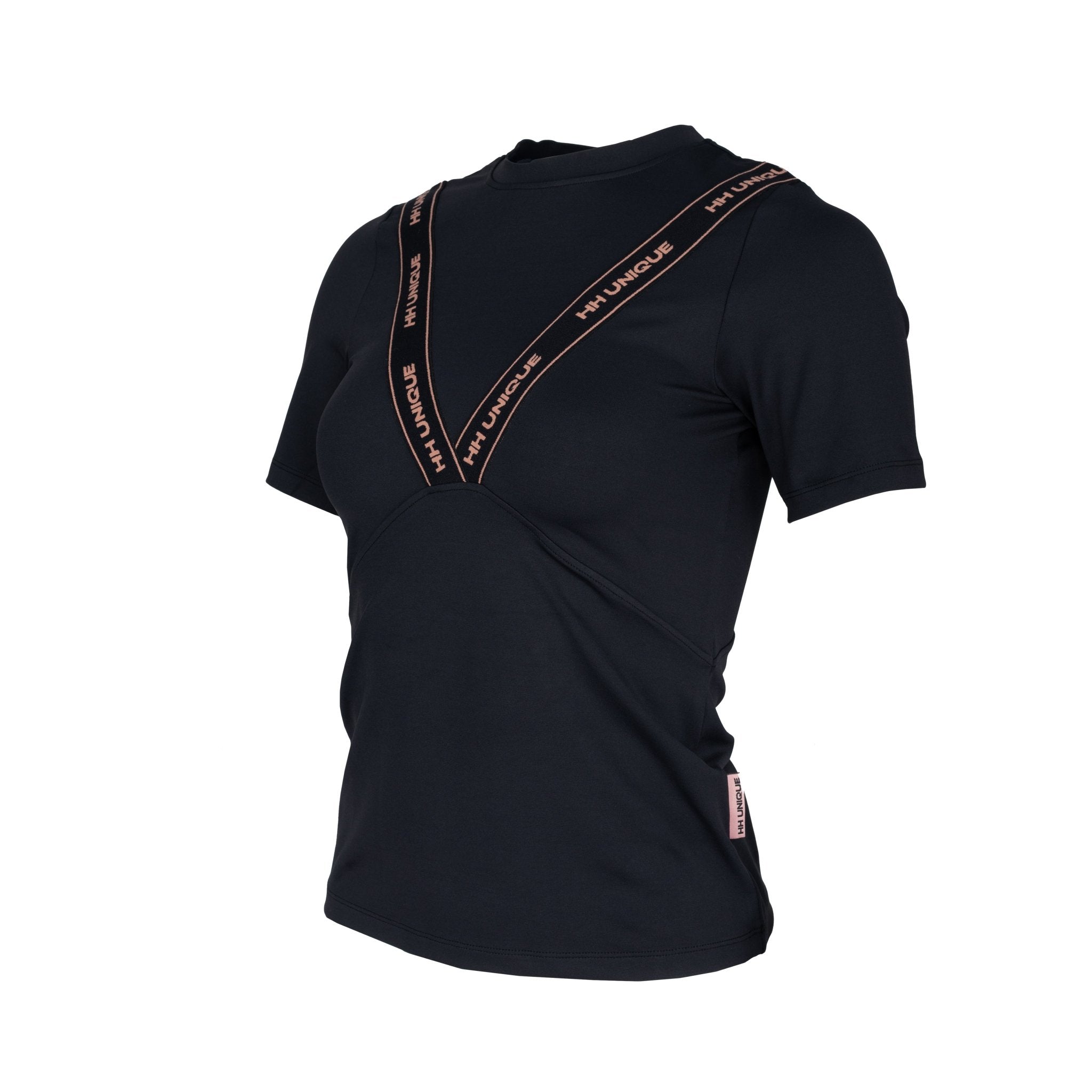 HORZEHOODS® VeeTee Black & Rose Short Sleeve Comfort Stretch Top (Pre - Order 6/10) - Horzehoods5056725024581