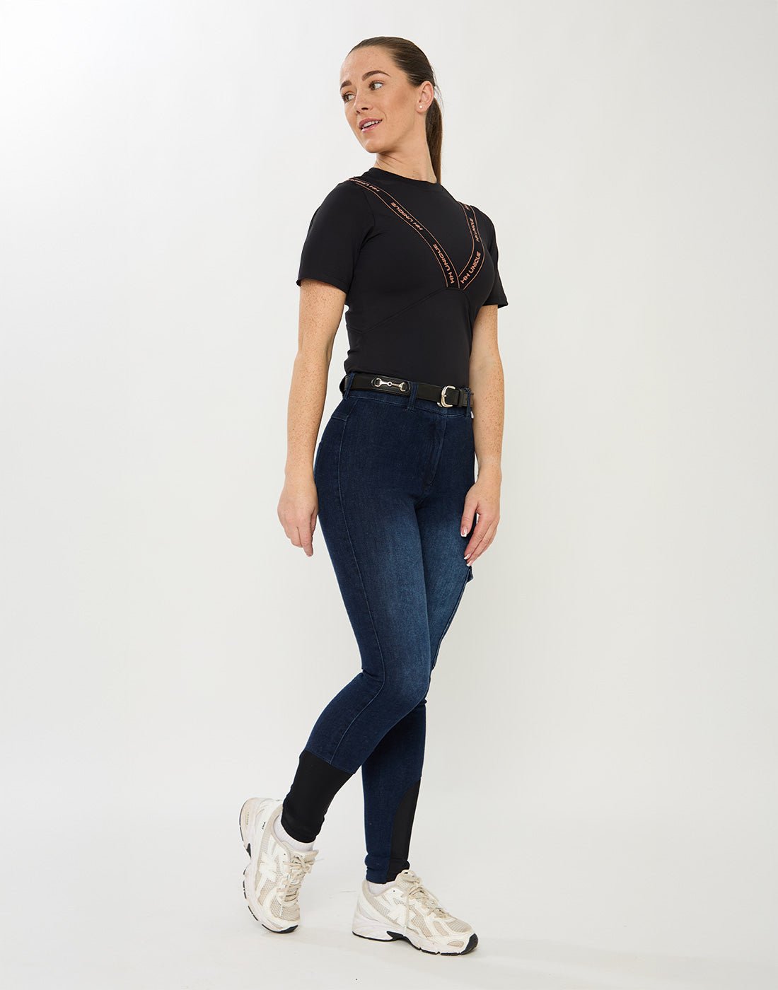 HORZEHOODS® VeeTee Black & Rose Short Sleeve Comfort Stretch Top - Horzehoods5056725024581