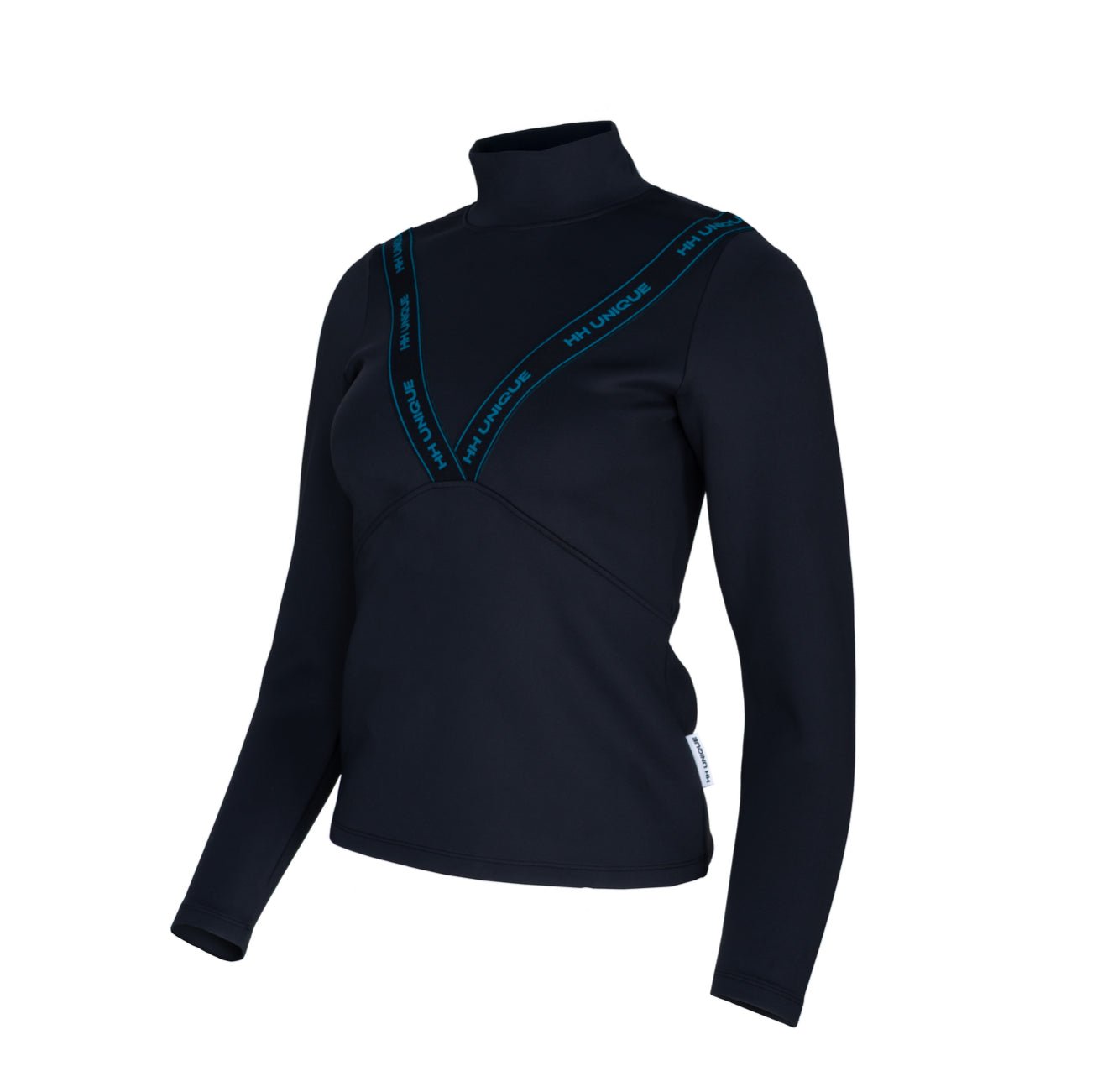 HORZEHOODS® VeeTee Black & Teal Long Sleeve Comfort Stretch Top (Pre - Order 6/10) - Horzehoods5056725024901