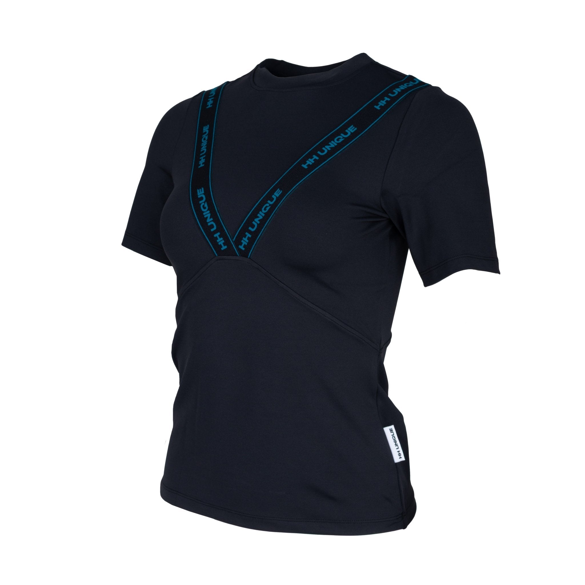 HORZEHOODS® VeeTee Black & Teal Short Sleeve Comfort Stretch Top (Pre - Order 6/10) - Horzehoods5056725024826