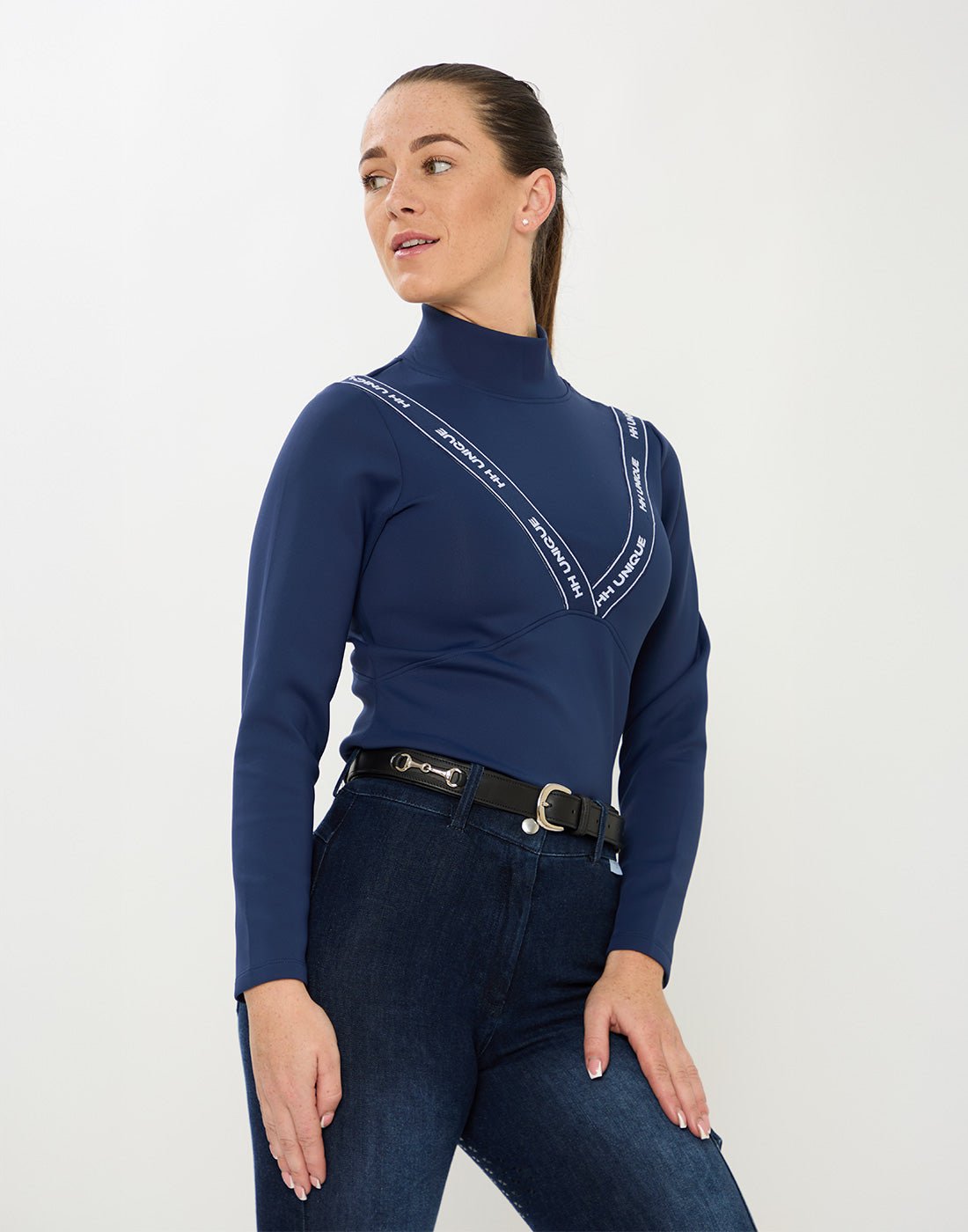 HORZEHOODS® VeeTee Navy Long Sleeve Comfort Stretch Top - Horzehoods5056725025069