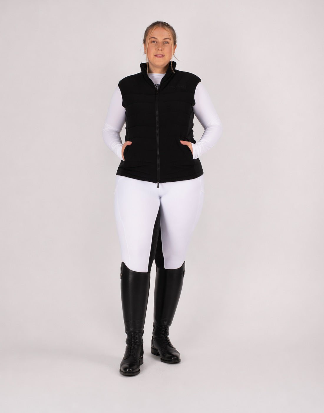 HORZEHOODS® White & Black Competition Tabatha Tech Breggings - Horzehoods5056725027896