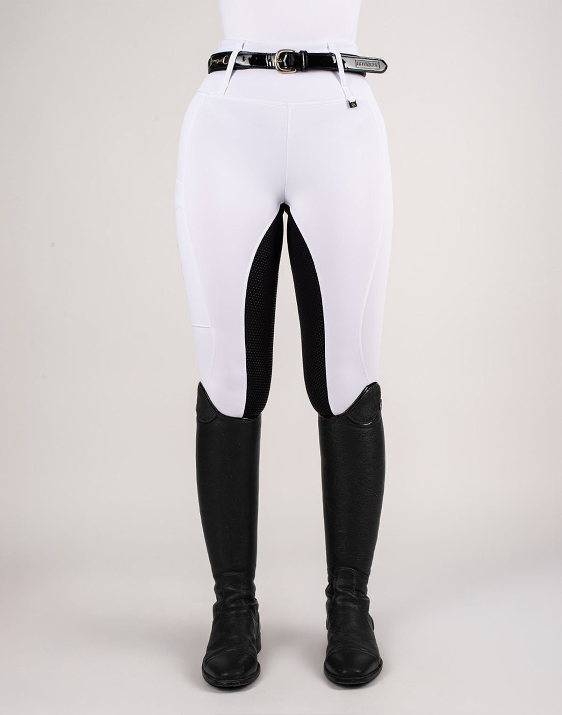 HORZEHOODS® White & Black Seat Competition Leggings | Riding Tights - Horzehoods5056725001599