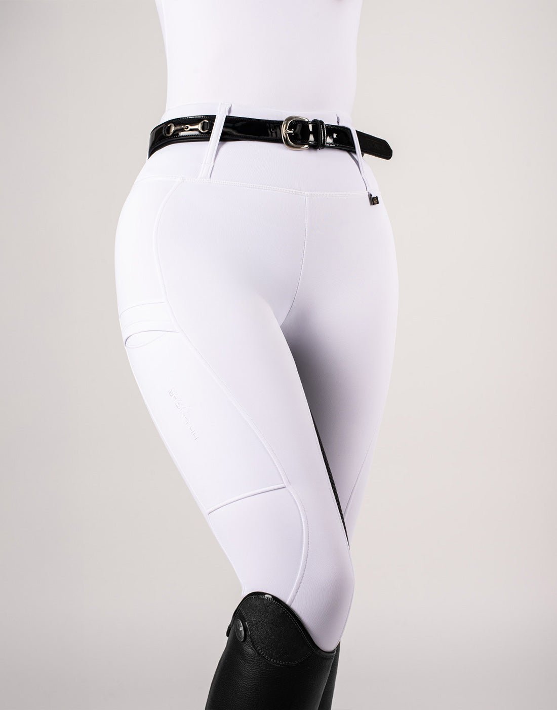 HORZEHOODS® White & Black Seat Competition Leggings | Riding Tights - Horzehoods5056725001599