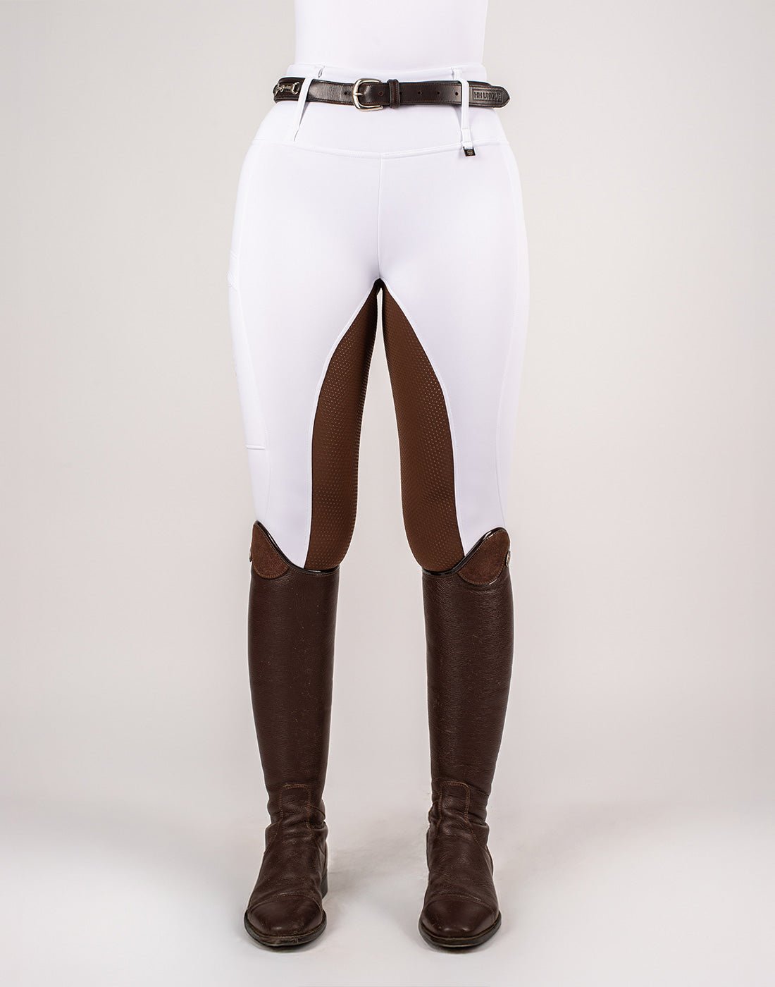 HORZEHOODS® White & Brown Competition Leggings | Riding Tights - Horzehoods5056725026325