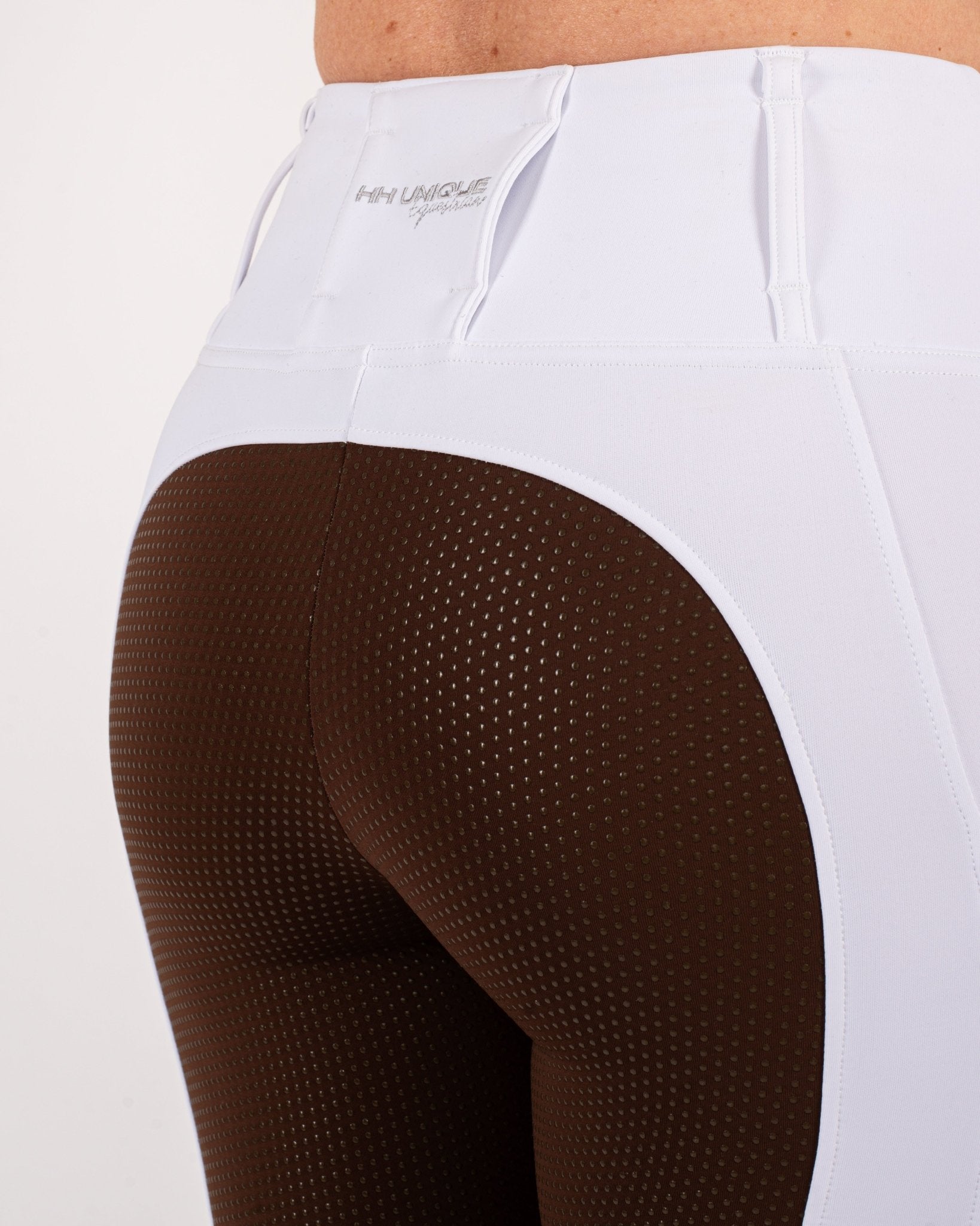 HORZEHOODS® White & Brown Competition Leggings | Riding Tights - Horzehoods5056725026325