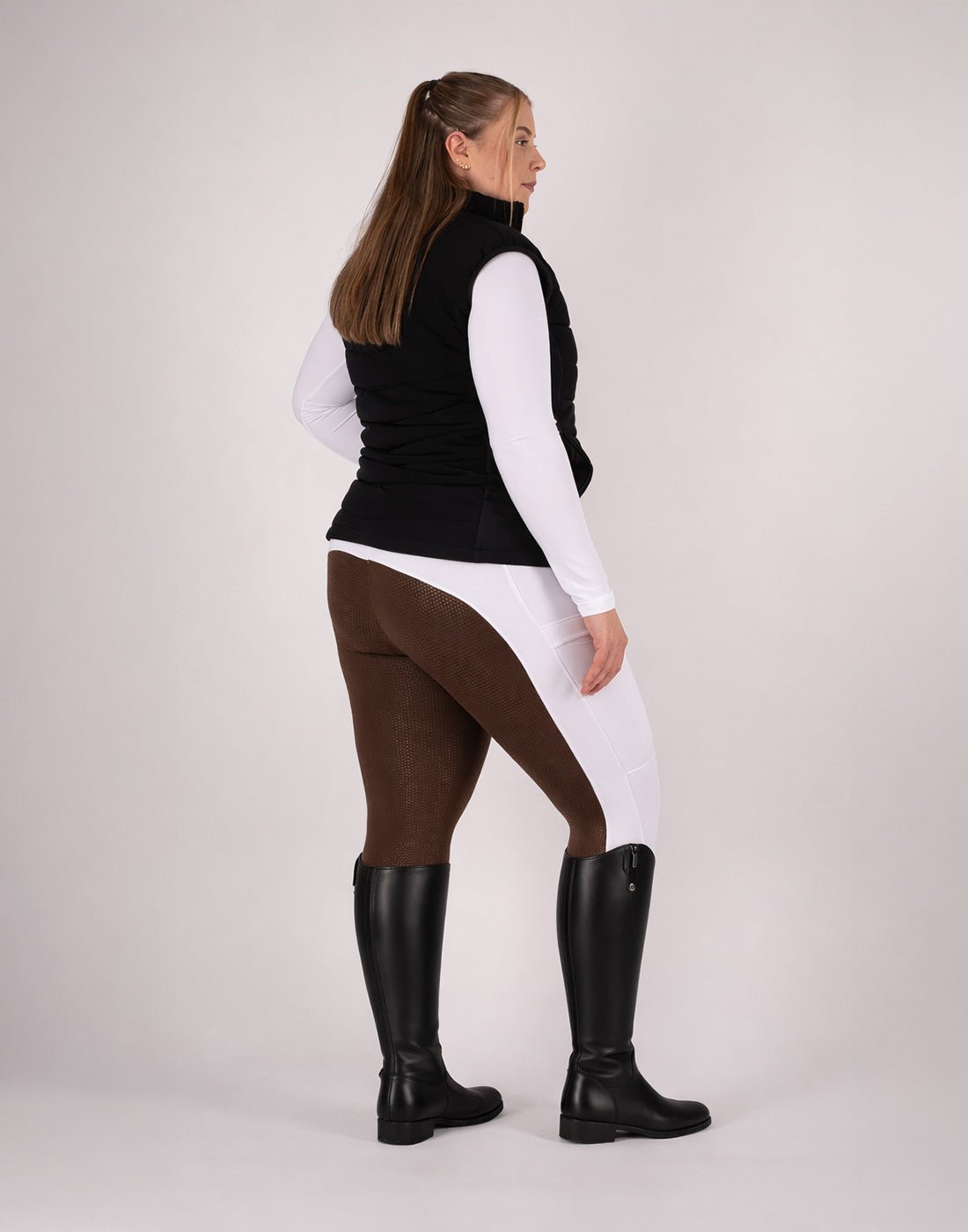 HORZEHOODS® White & Brown Competition Leggings | Riding Tights - Horzehoods5056725026325