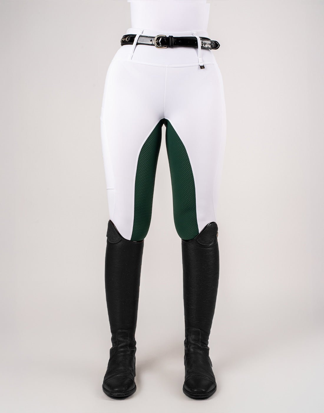 HORZEHOODS® White & Green Competition Leggings | Riding Tights - Horzehoods5056725026004
