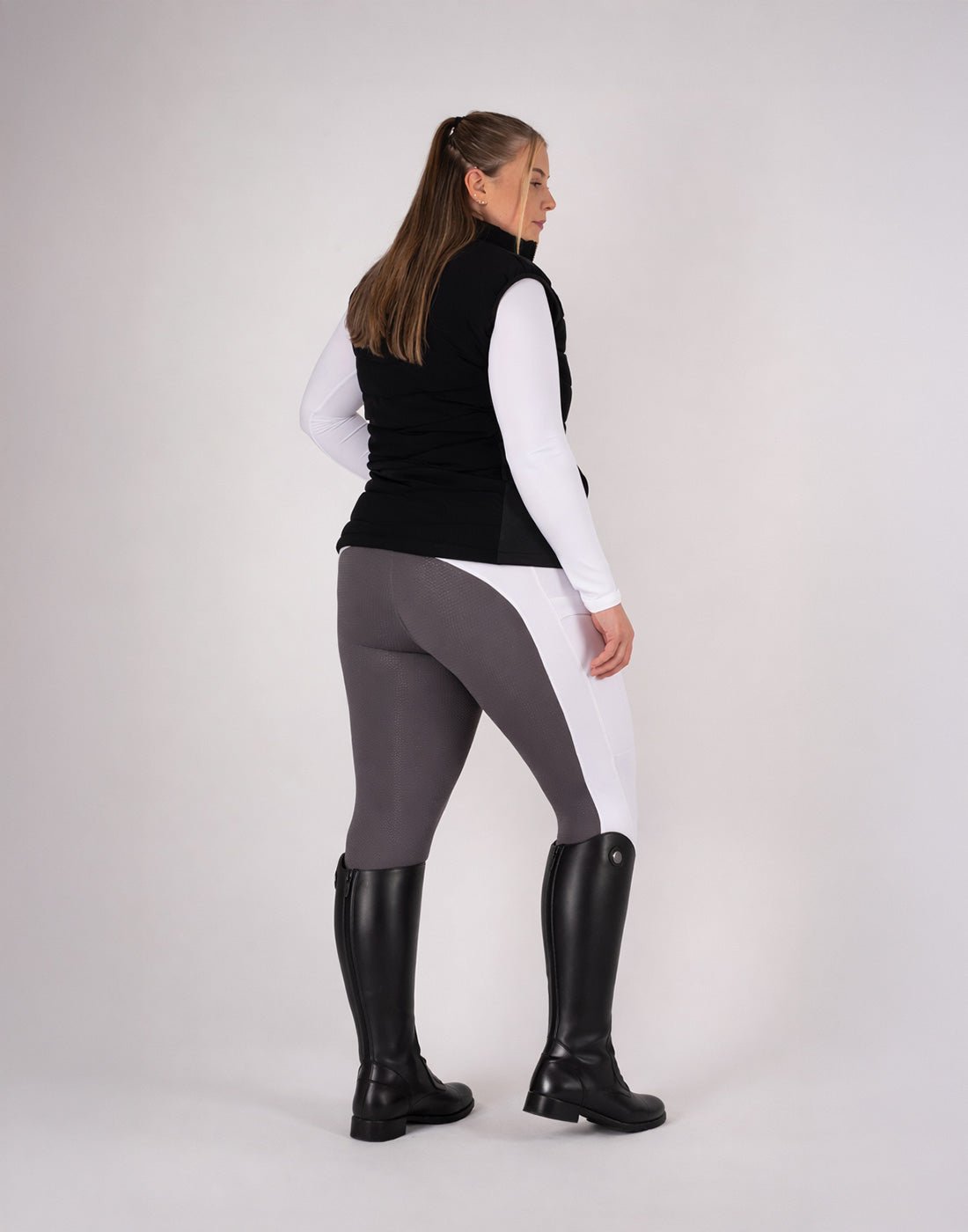HORZEHOODS® White Grey Competition Leggings - Horzehoods5060521420331