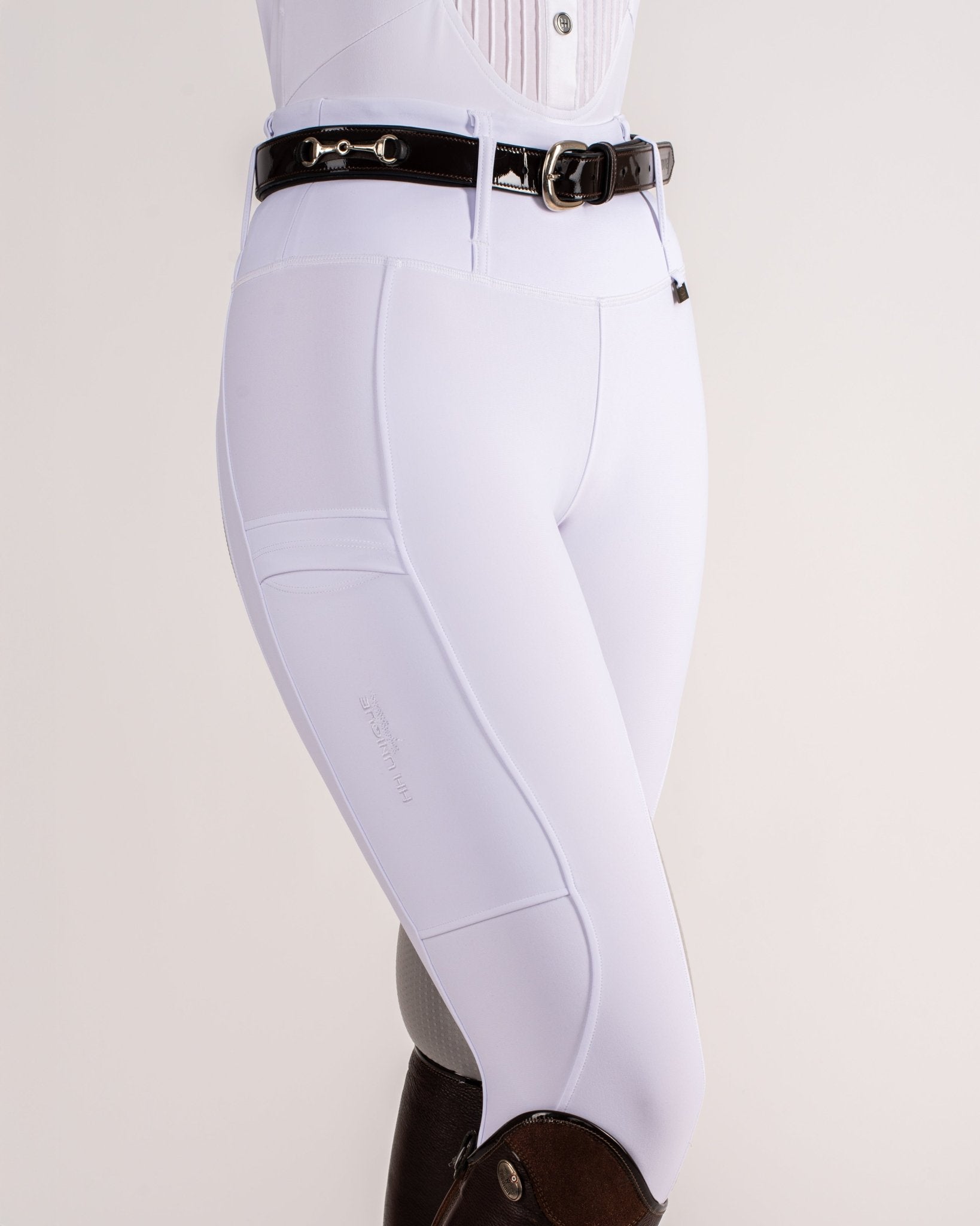 HORZEHOODS® White Grey Competition Leggings - Horzehoods5060521422564