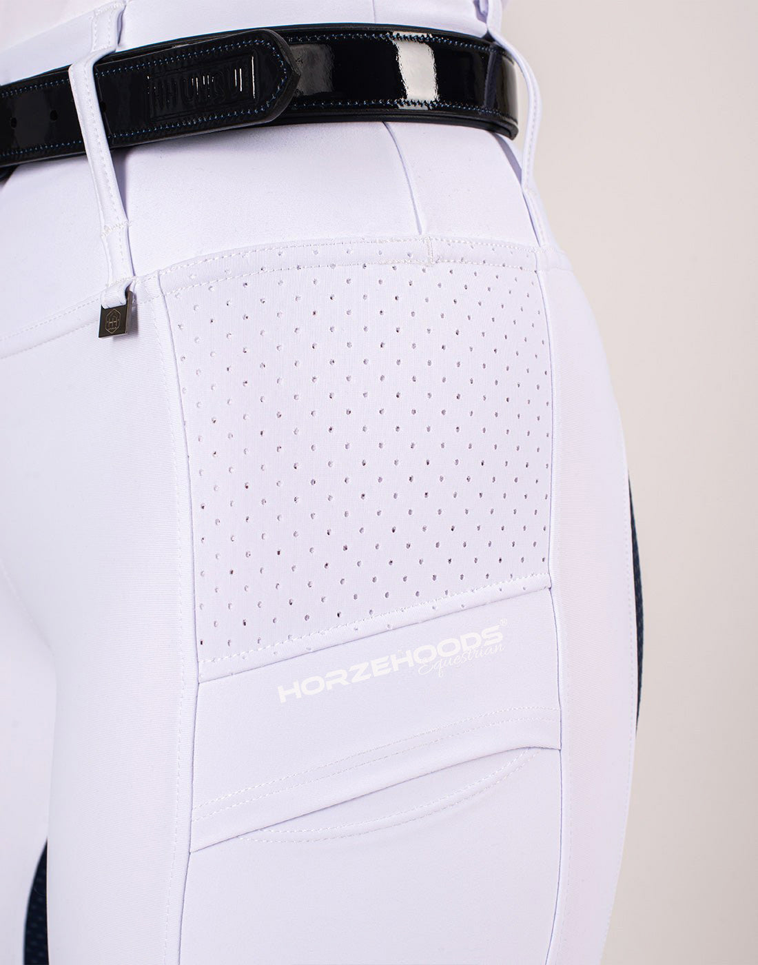 HORZEHOODS® White Navy Seat V-Seam Air2 Competition Leggings