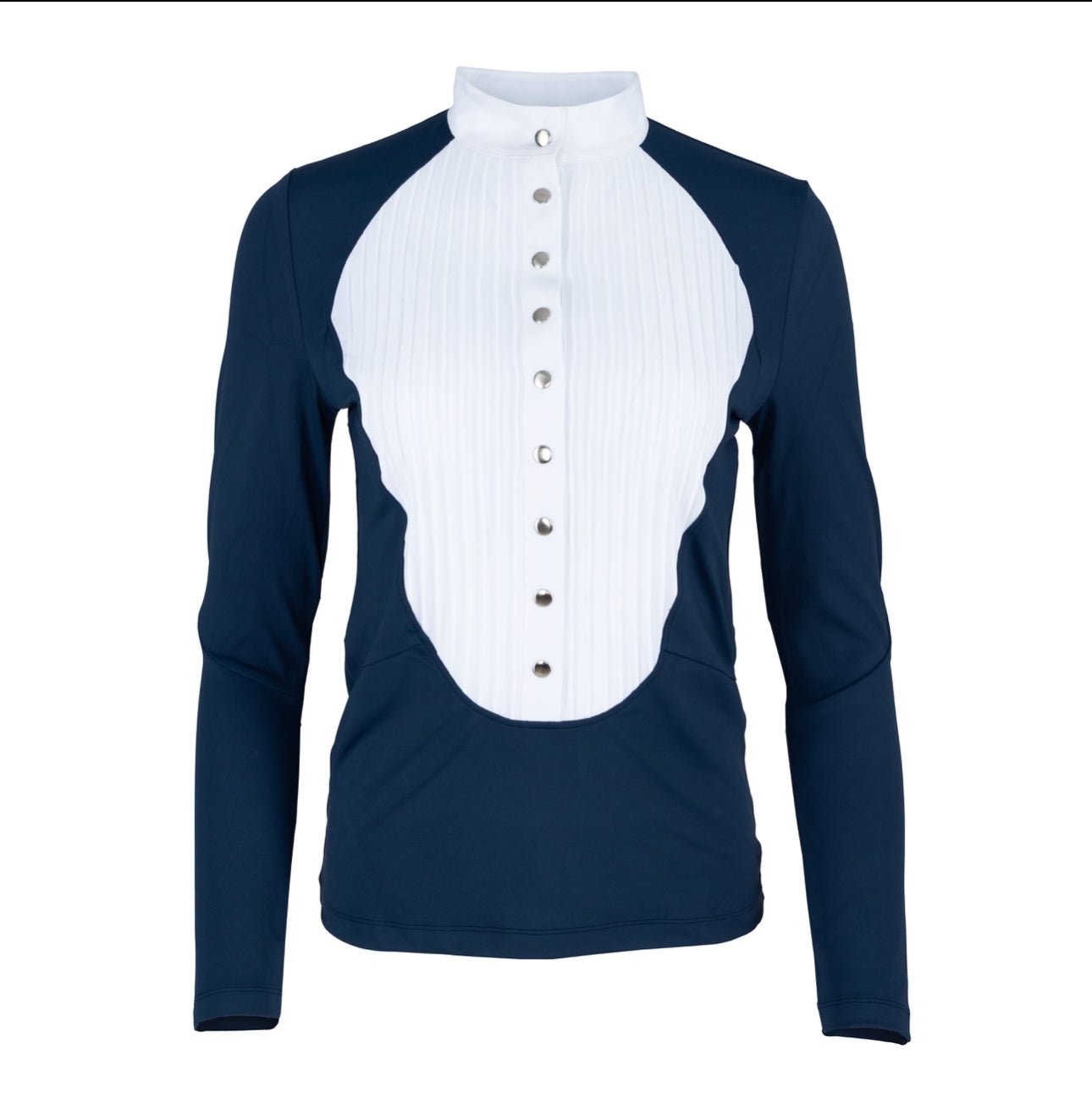 Preorder HORZEHOODS® Classic Neck Tudor Competition Shirt – Navy/White Contrast - Horzehoods