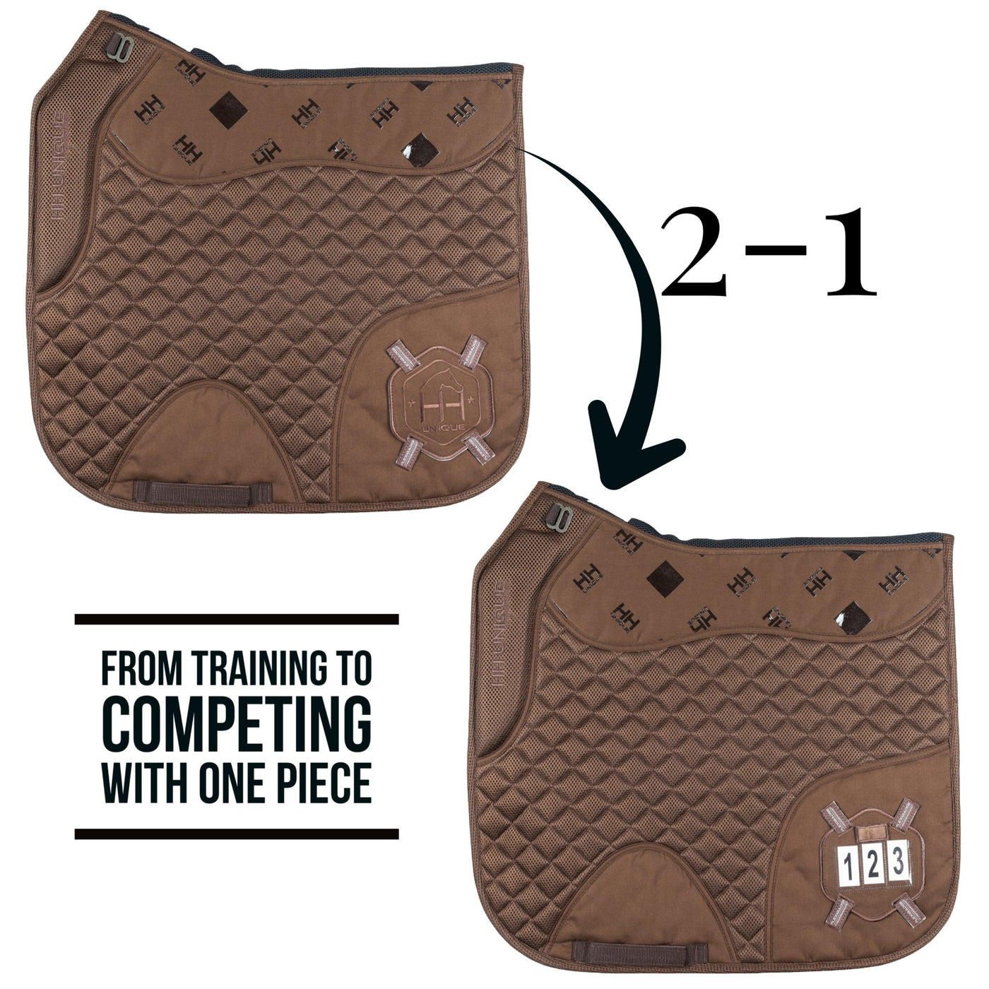 2 - 1 Brown Competition Dressage Pad & Kit - Horzehoods5056725002978