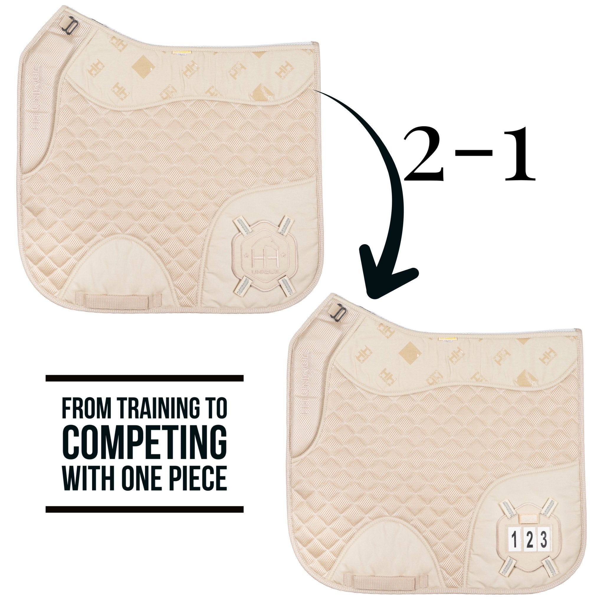 2 - 1 Cream Competition Dressage Pad & Kit - Horzehoods5060521424797