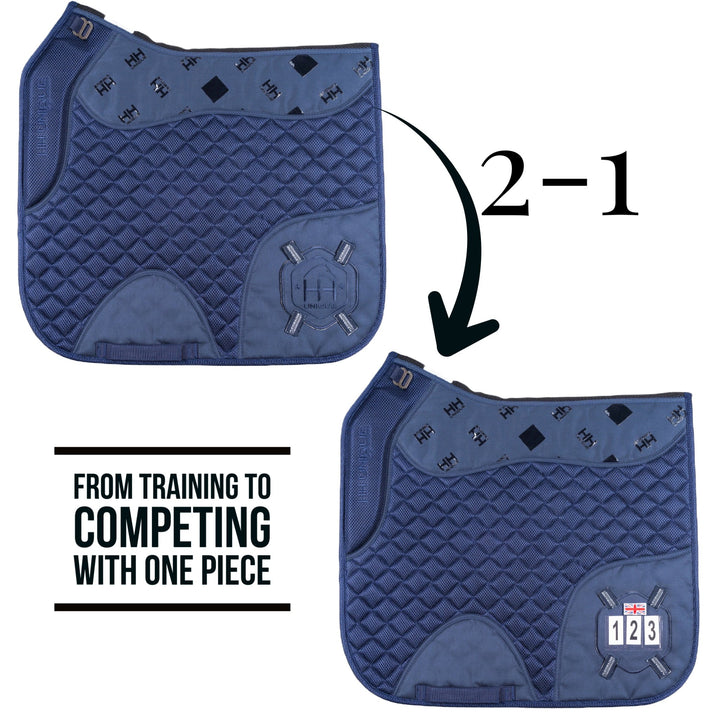 2 - 1 Navy Competition Dressage Pad & Kit - Horzehoods5056725002831