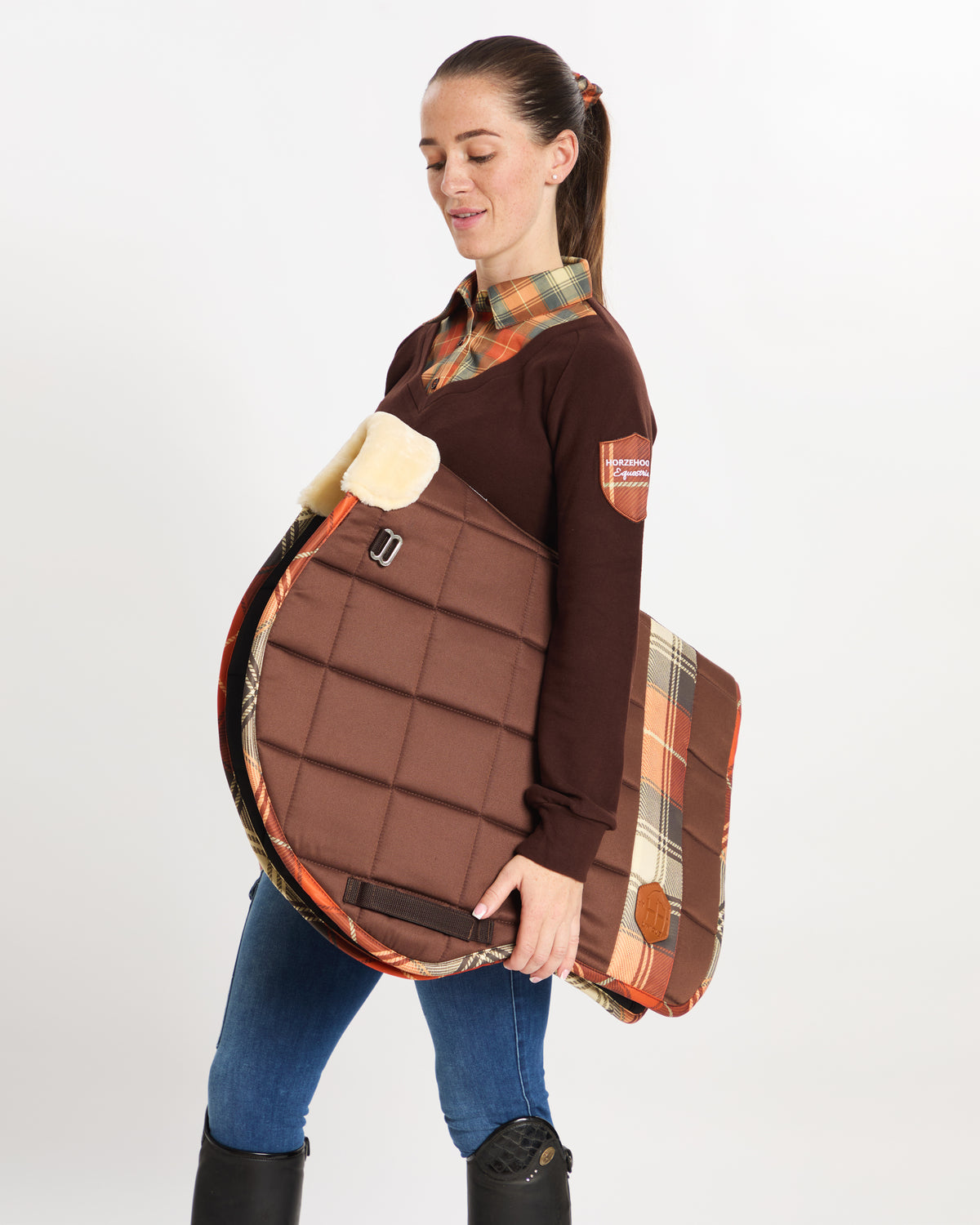 HORZEHOODS® Brown Orange Tartan FlexiTabz Pad GP/Jump