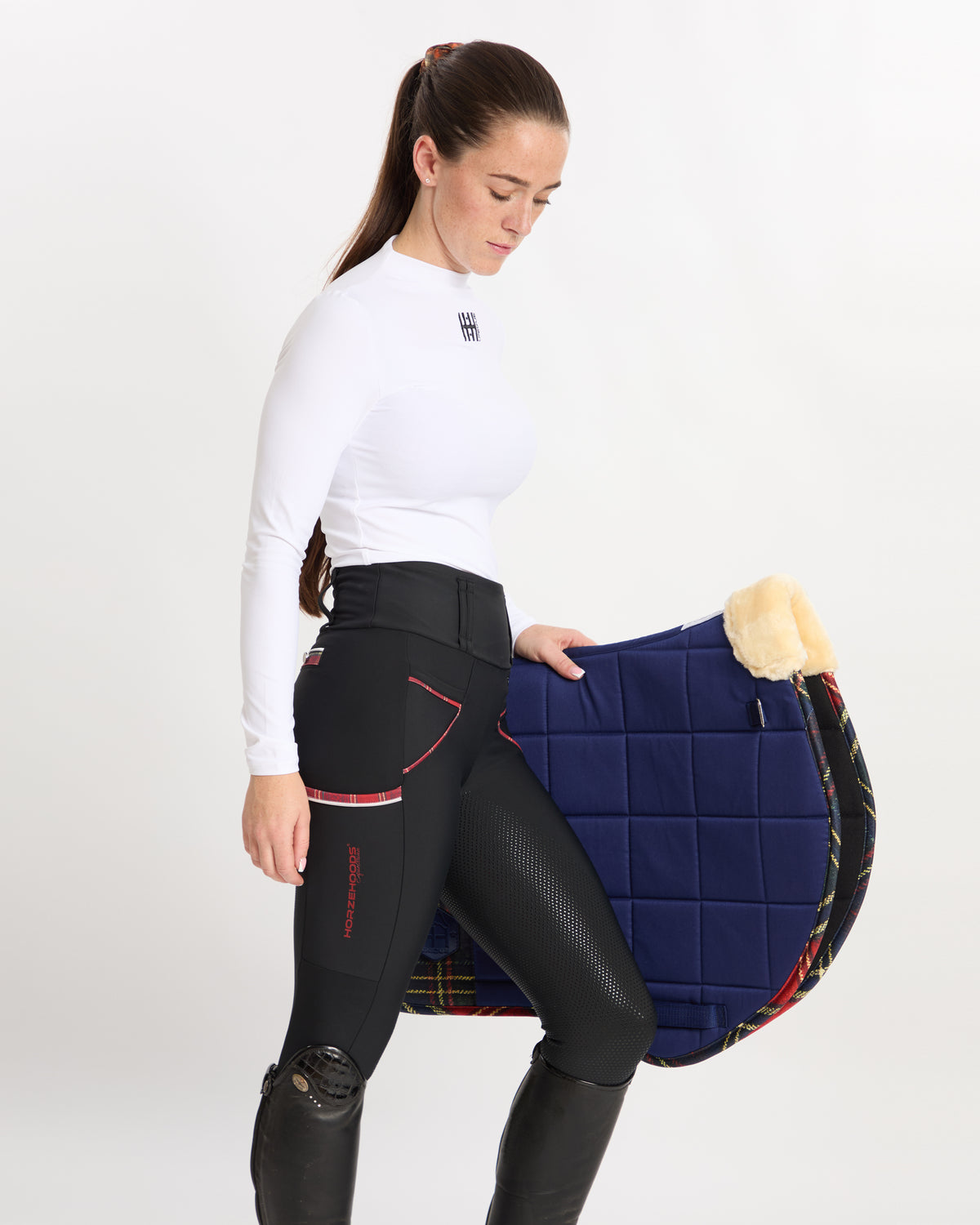HORZEHOODS® Tabatha Black & Red Tartan Breggings - With Pockets