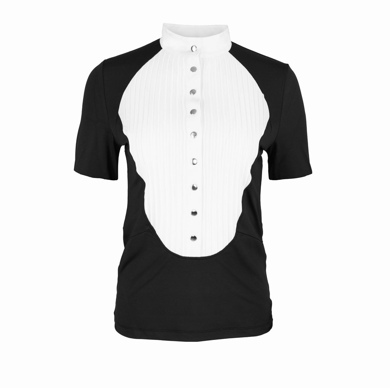 HORZEHOODS®  Short Sleeve Classic Neck Tudor Competition Shirt – Black/White Contrast