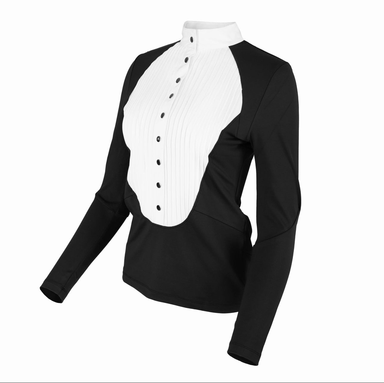 HORZEHOODS®  Long Sleeve Classic Neck Tudor Competition Shirt – Black/White Contrast