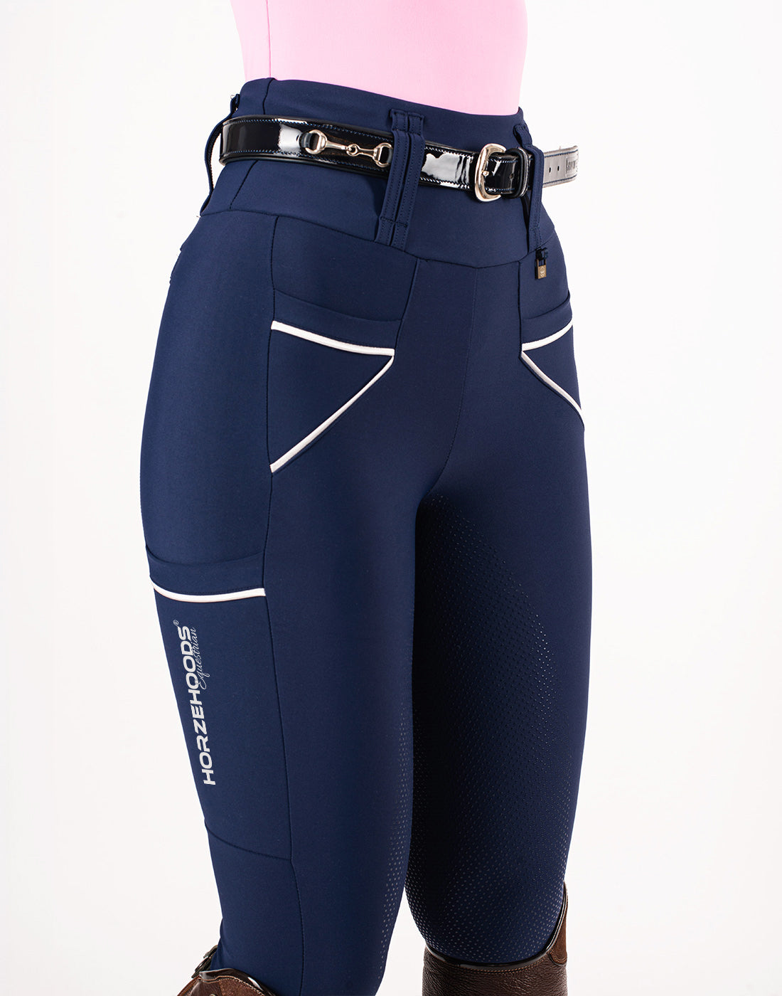 HORZEHOODS® Tabatha Navy & Silver Tech Breggings