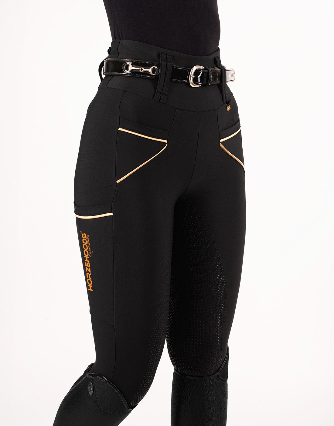 HORZEHOODS® Tabatha Black & Gold Breggings - With Pockets