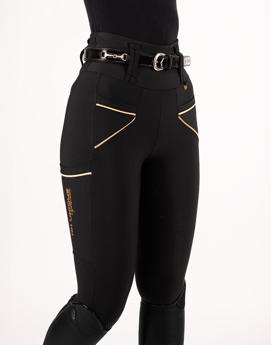 HORZEHOODS® Tabatha Black & Gold Breggings - With Pockets