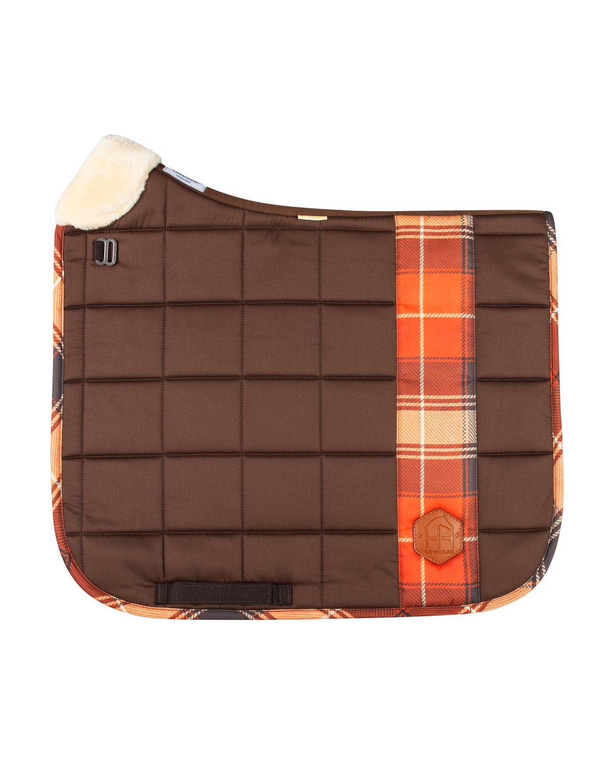 HORZEHOODS® Brown Orange Tartan FlexiTabz Dressage Pad