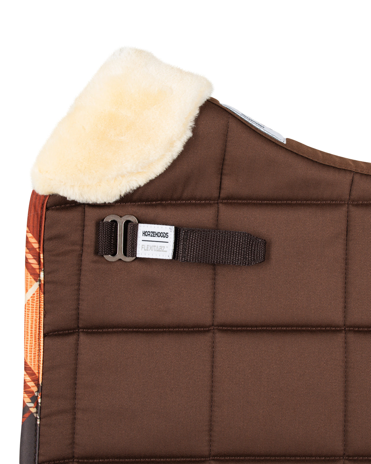 HORZEHOODS® Brown Orange Tartan FlexiTabz Dressage Pad