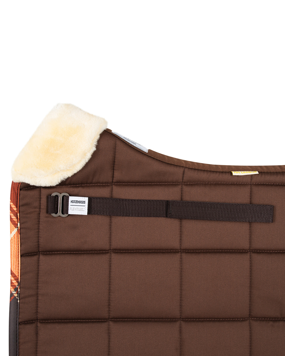 HORZEHOODS® Brown Orange Tartan FlexiTabz Dressage Pad