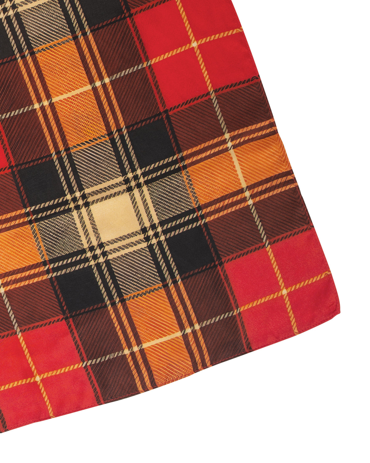 HORZEHOODS® Brown Orange Tartan Silk Scarf
