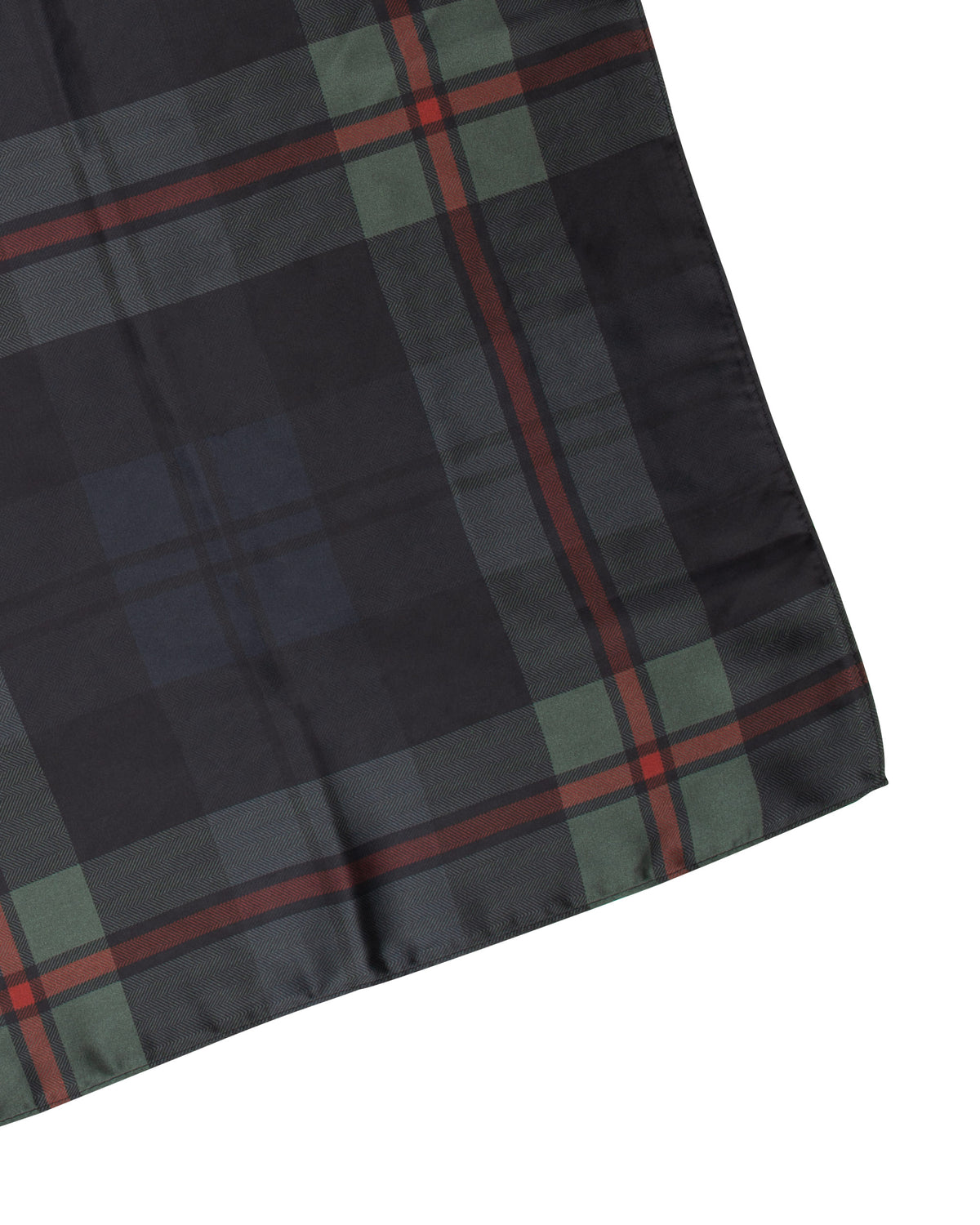 HORZEHOODS® Black & Manor Green Tartan Silk Scarf
