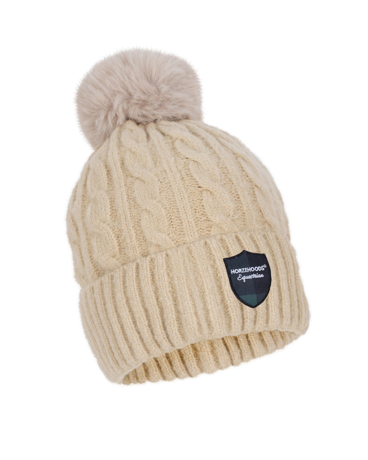 HORZEHOODS® Cream Fleece Lined Hat with Bobble
