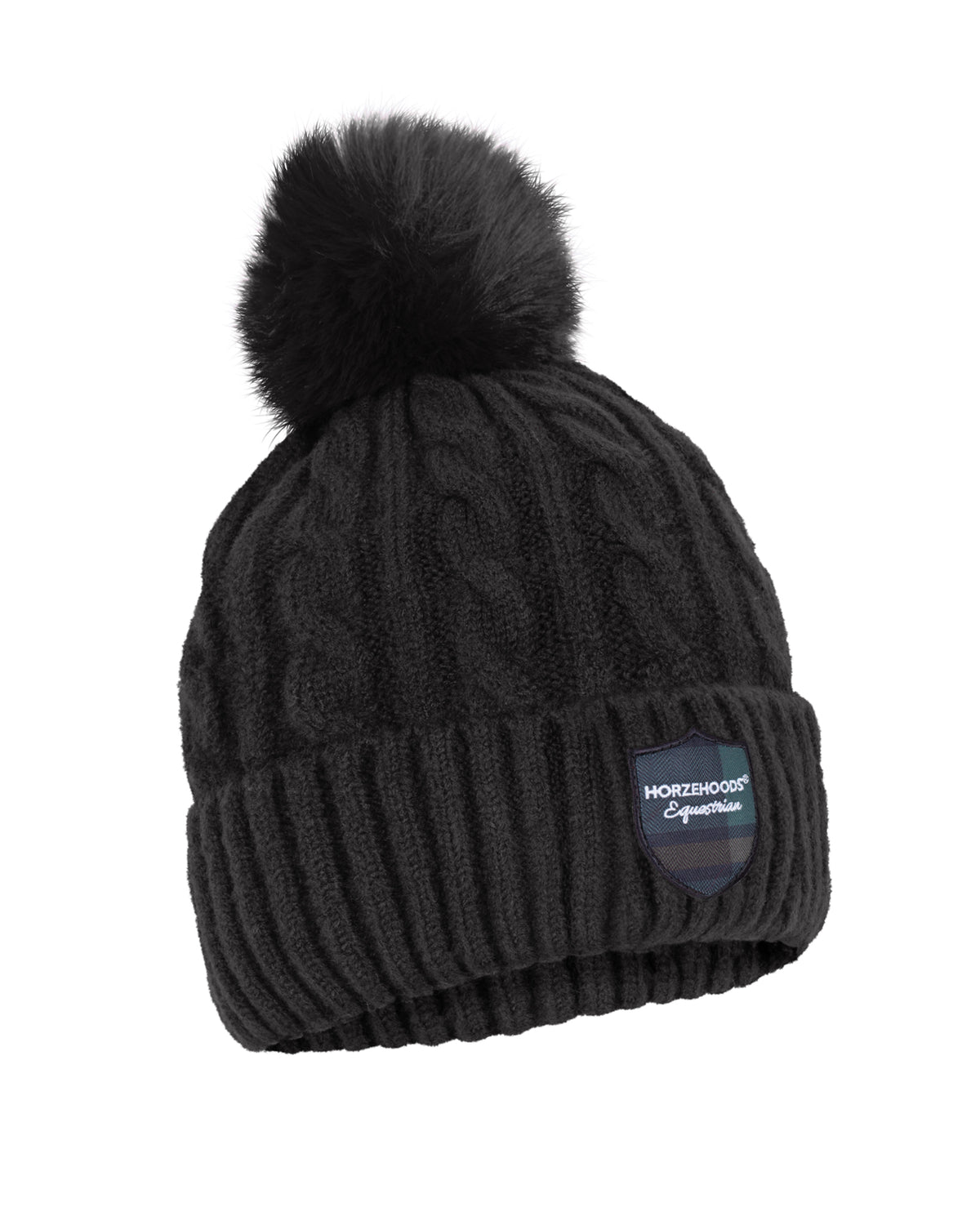 HORZEHOODS® Black Fleece Lined Hat with Bobble