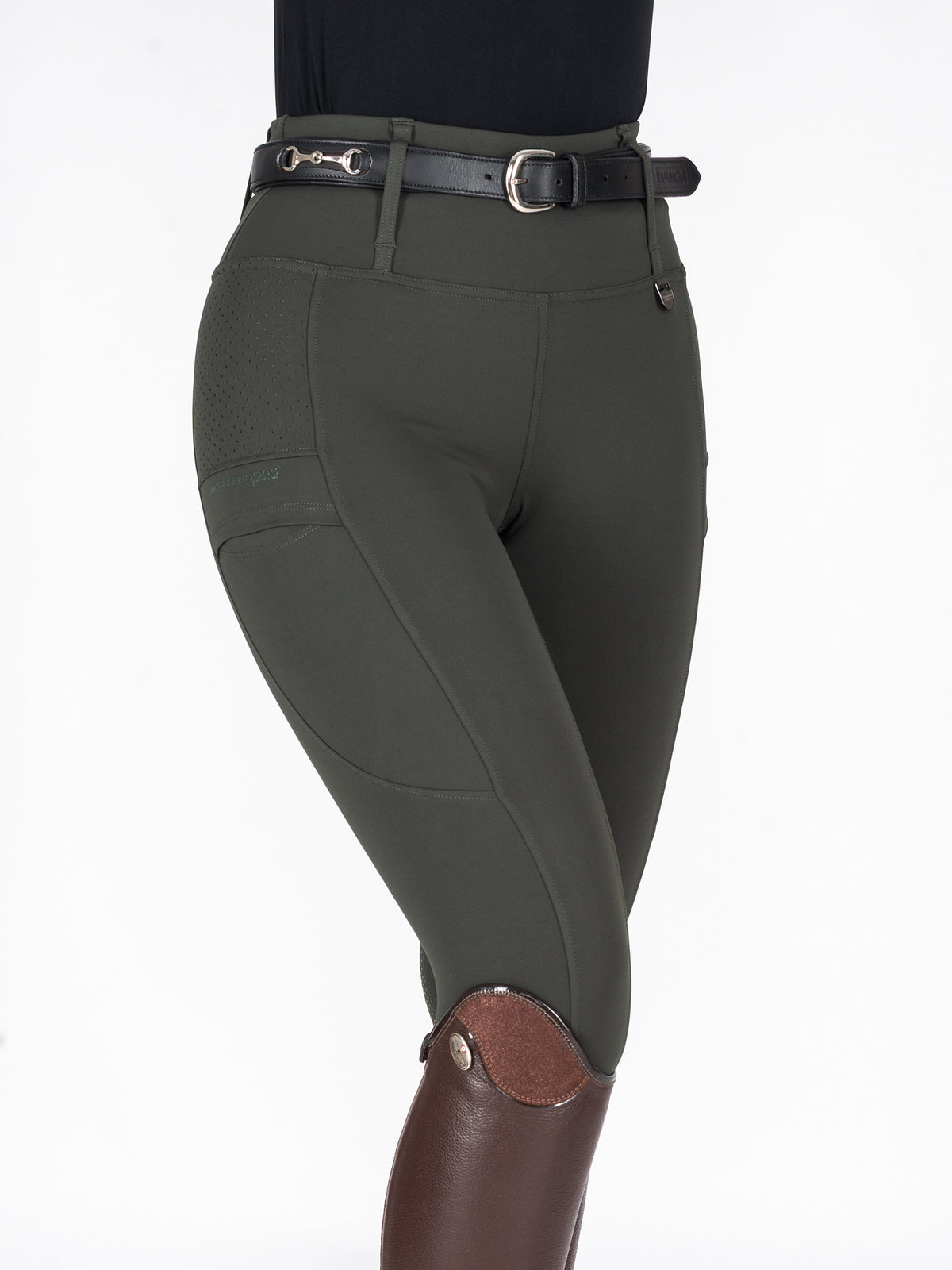 HORZEHOODS® Heritage Green V-Seam Air2 Riding Leggings - Breathable Equestrian Tights